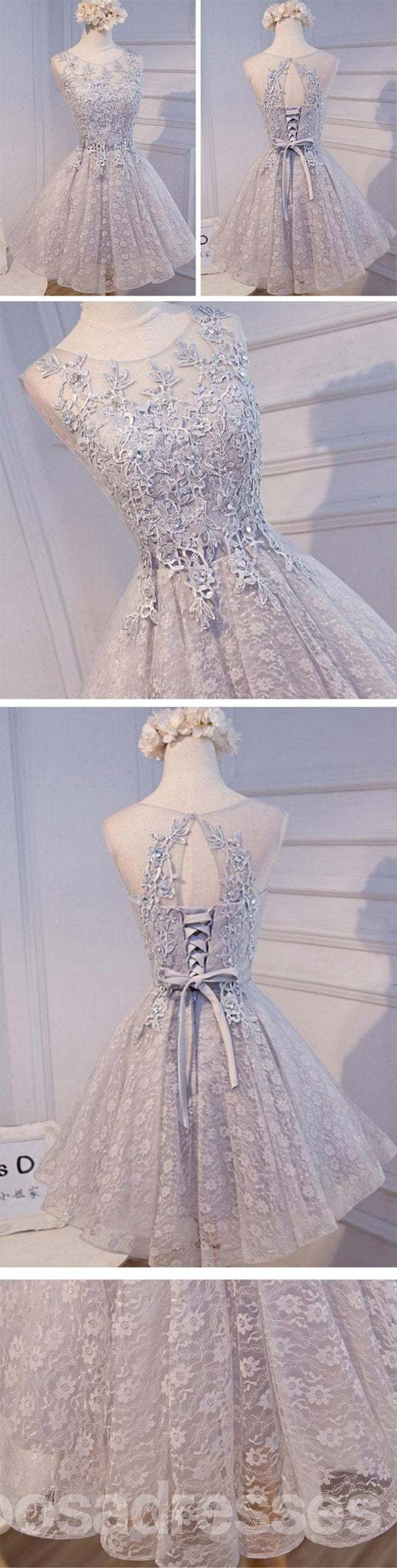 Elegant Open Back Scoop Neck Lace See-Through Prom Dress - Affordable Short Party Homecoming Dress for Women - Perfect for Dances, Formals & Special Occasions - Style CM272