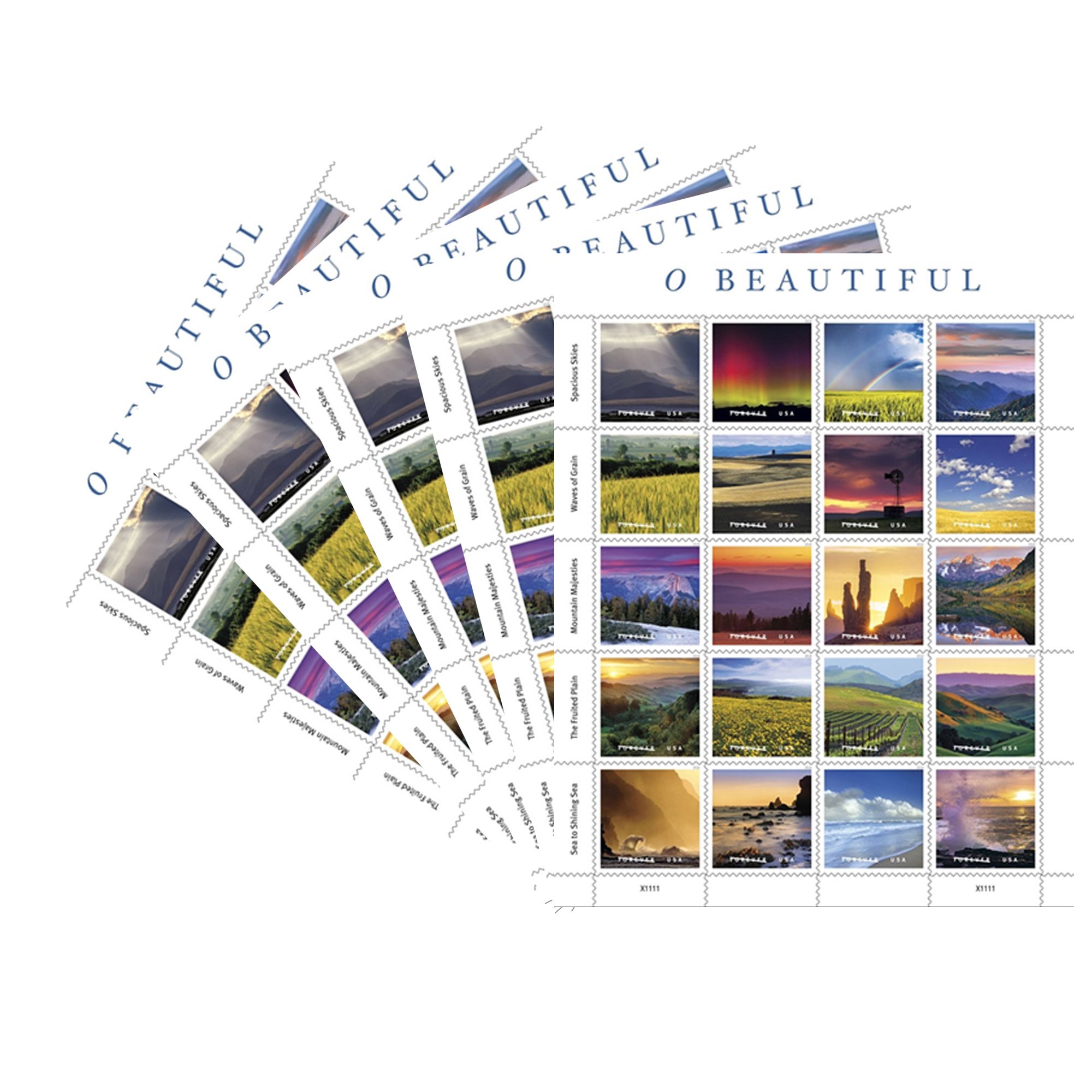 USPS Forever Stamps - O Beautiful Commemorative Stamps (5 Sheets of 20) for Mailing Letters, Postcards & Greeting Cards | First-Class Mail Postage