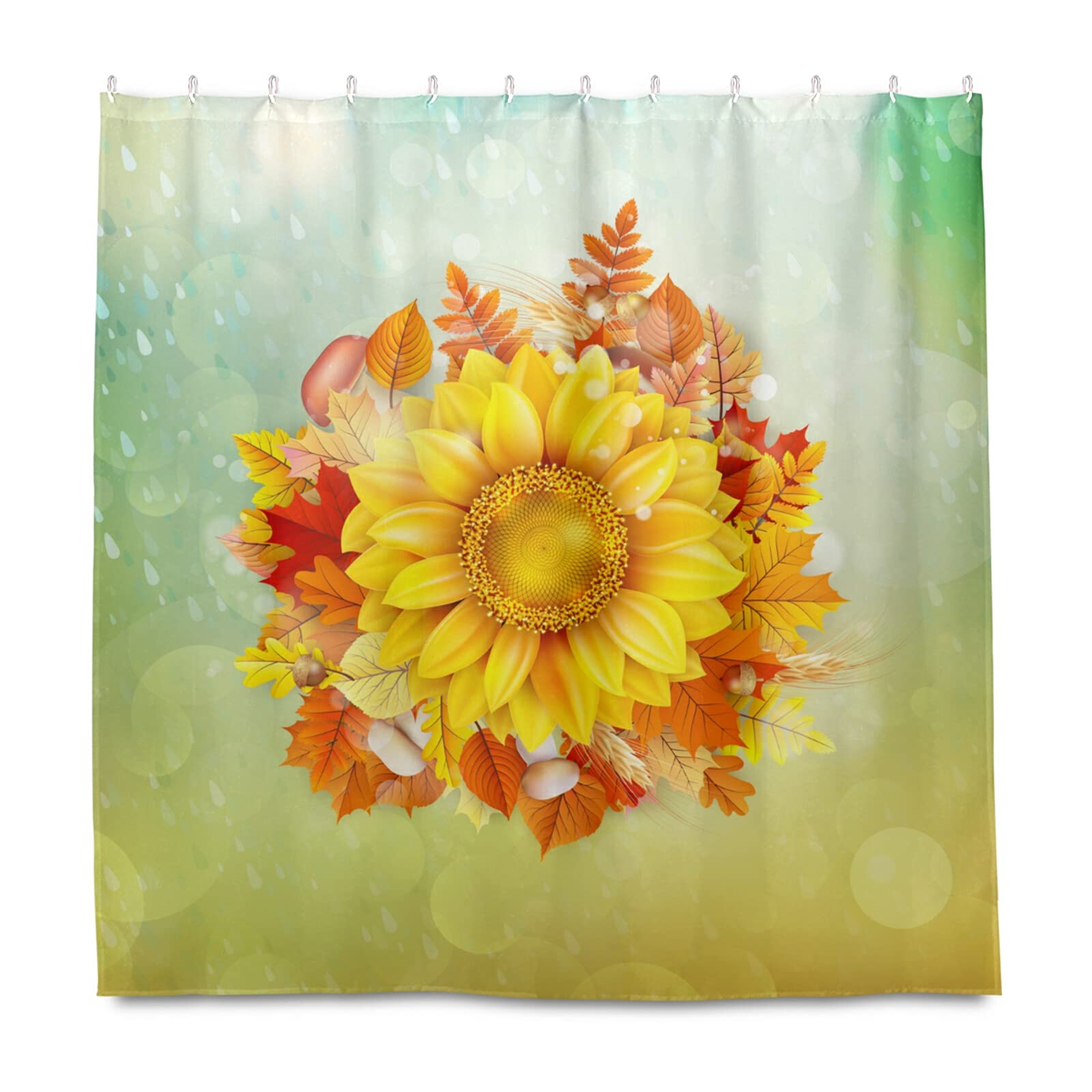 Waterproof Autumn Fall Flowers Shower Curtain 72x72 Inches - Bathroom Decor with Hooks, Fabric Cloth for Campers & RV | Perfect for Seasonal Home Decor and Outdoor Adventures