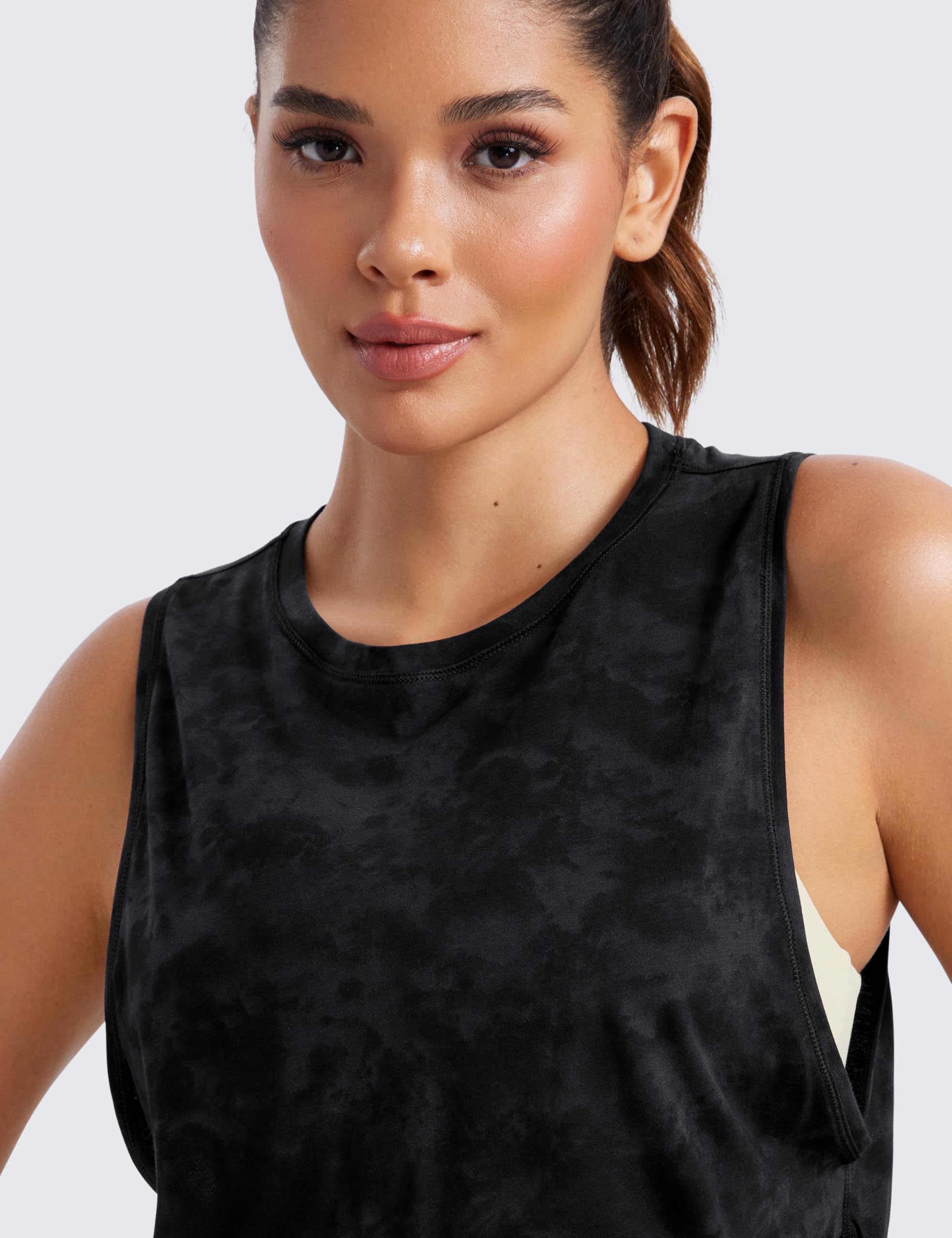 CRZ YOGA Women's Pima Cotton Cropped Workout Tank Top - Sleeveless Athletic Shirt for Yoga, Running & Gym | Breathable Comfort for Active Lifestyles