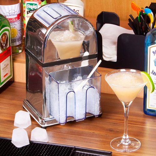 Chrome Manual Ice Crusher with Ice Tray & Scoop - Ice Grinder & Chopper for Cocktails, Smoothies & Home Bars - Perfect for Parties & Kitchen Use