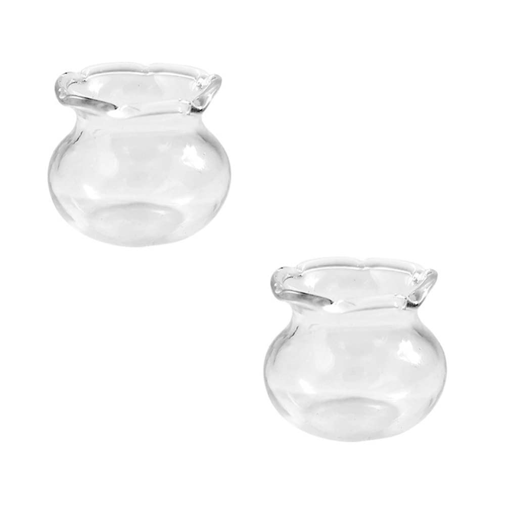 2Pcs Mini Glass Fish Bowl - Empty Goldfish Tank for Dollhouse, Desktop Decor, and Miniature Scenes | Perfect for DIY Crafts, Fairy Gardens, and Home Ornaments