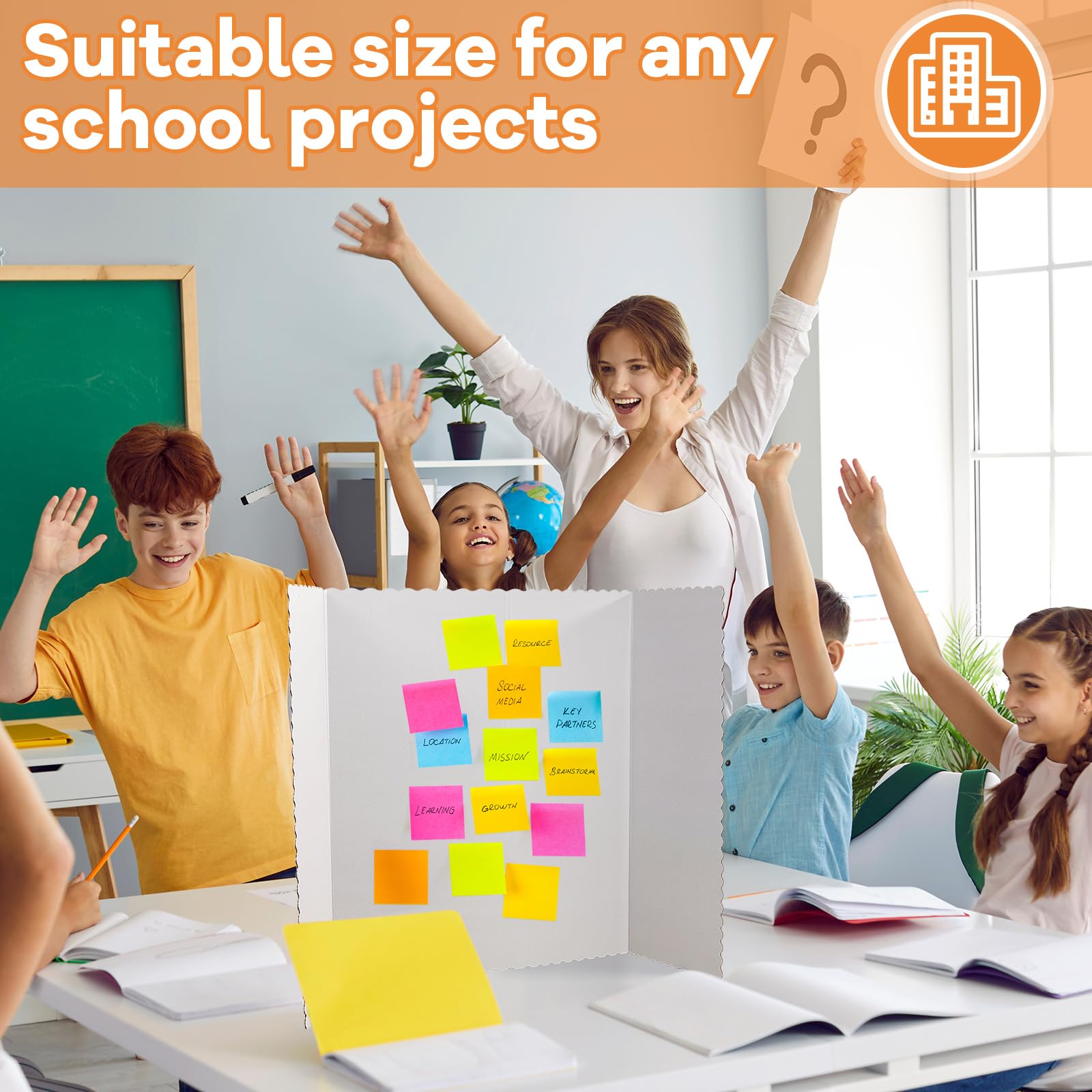 Henoyso 8-Piece Tri-Fold Poster Board Set - Lightweight Foldable Presentation Boards for Science Fair & School Projects (22