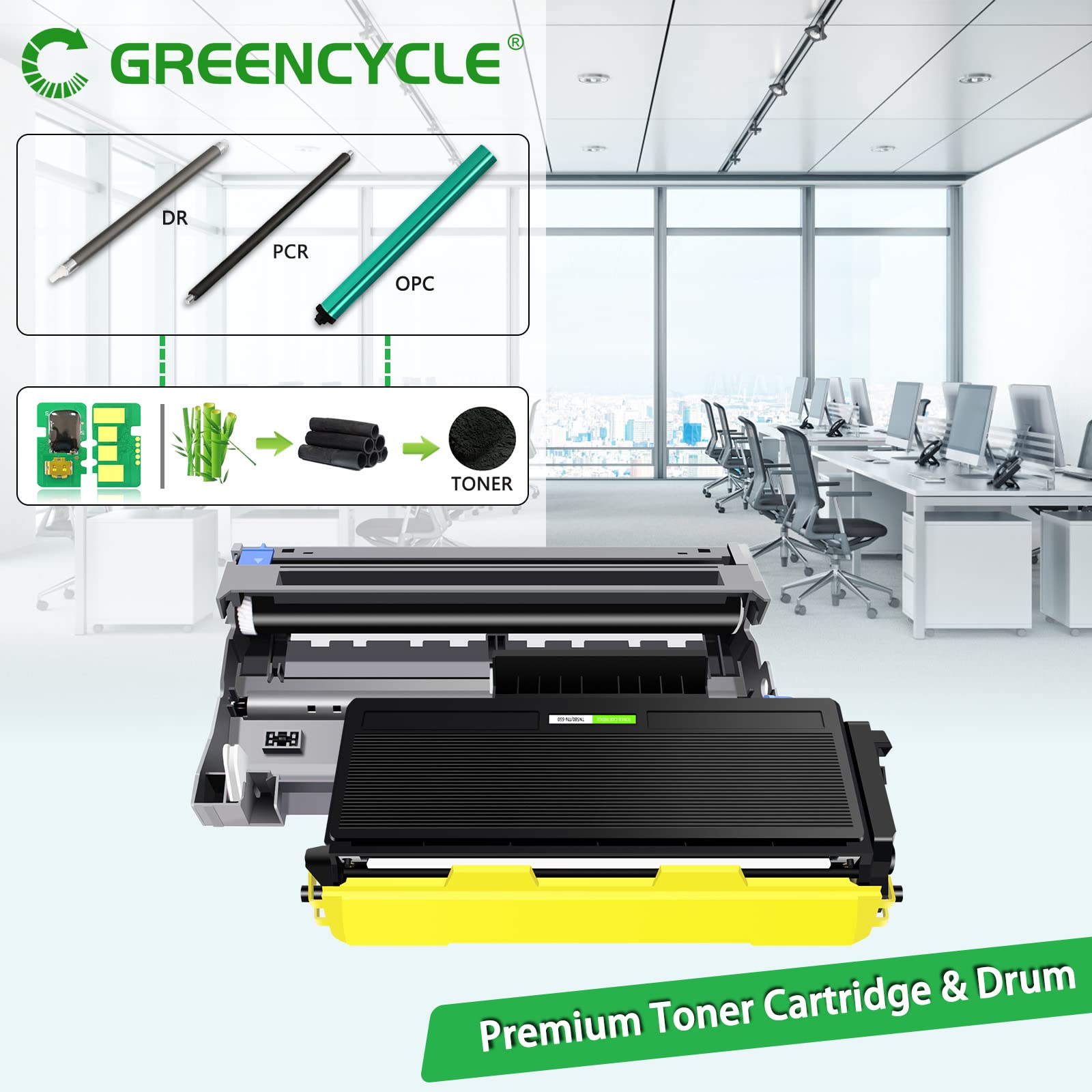 Greencycle TN650 TN-650 Toner Cartridge & DR620 DR-620 Drum Unit Combo Set - Compatible with Brother HL-5340D, HL-5370DW, DCP-8080DN, DCP-8085DN, MFC-8480DN, MFC-8680DN, MFC-8690DW Printers (5 Toners + 2 Drums) - Perfect for Office Printing & High-Volume Document Needs