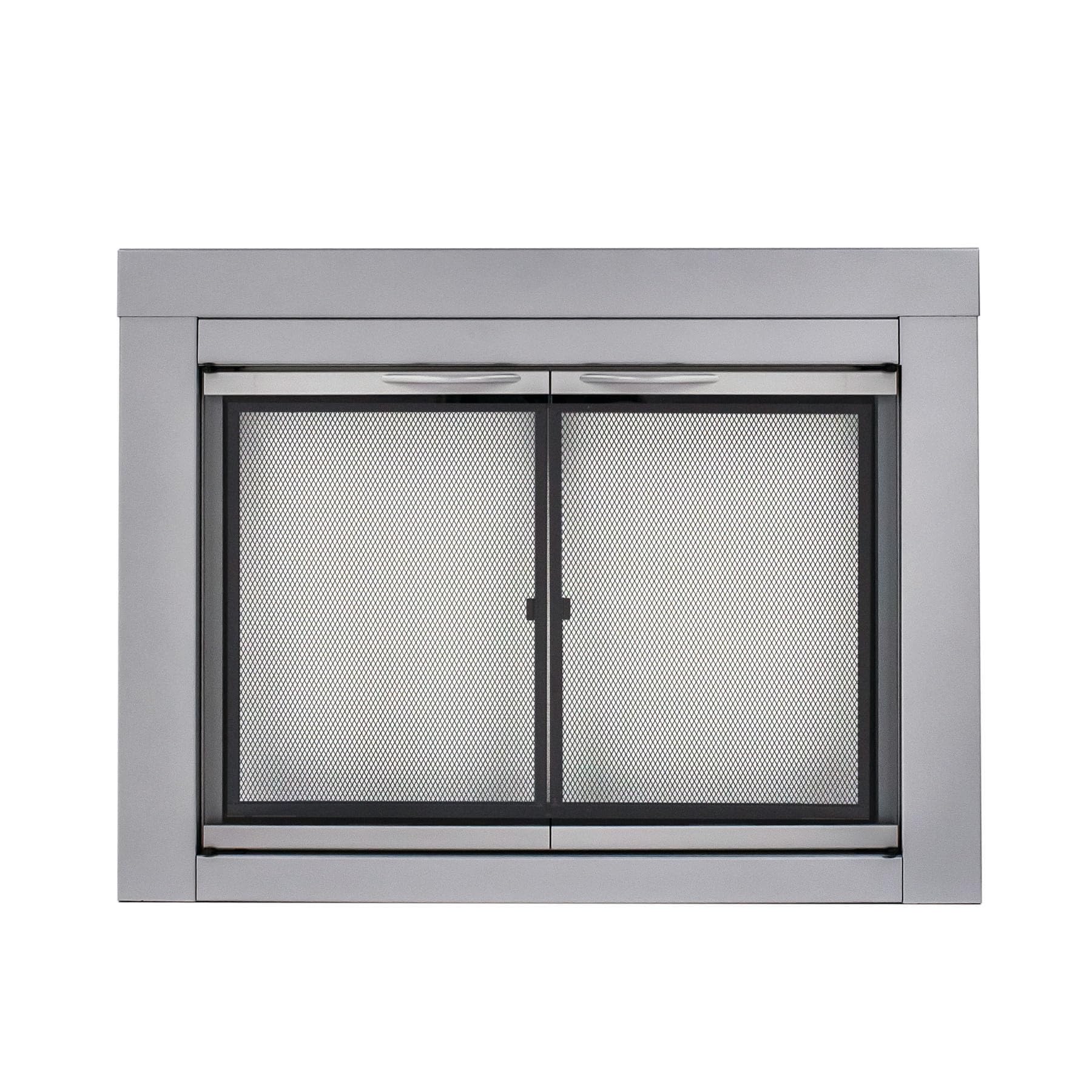 Pleasant Hearth Alpine Collection Fireplace Glass Door - Tempered Glass Fireplace Screen for Wood Burning Stoves - Perfect for Living Room, Patio & Cabin Heating Safety
