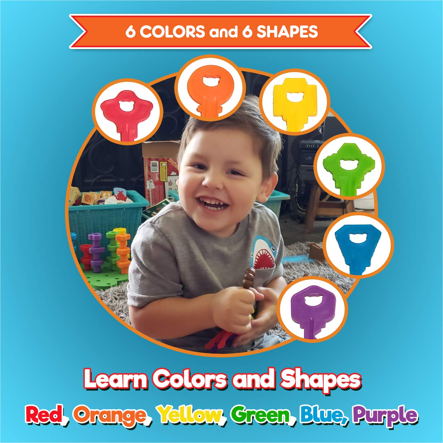 Montessori Baby Keys Toy Set - Educational Learning Toys for Toddlers 2-3 Years Old | Realistic Key Matching Game, Sensory & Pretend Play for Autistic Kids | Includes Free Activity eBook - Perfect for Early Childhood Development & Home Schooling