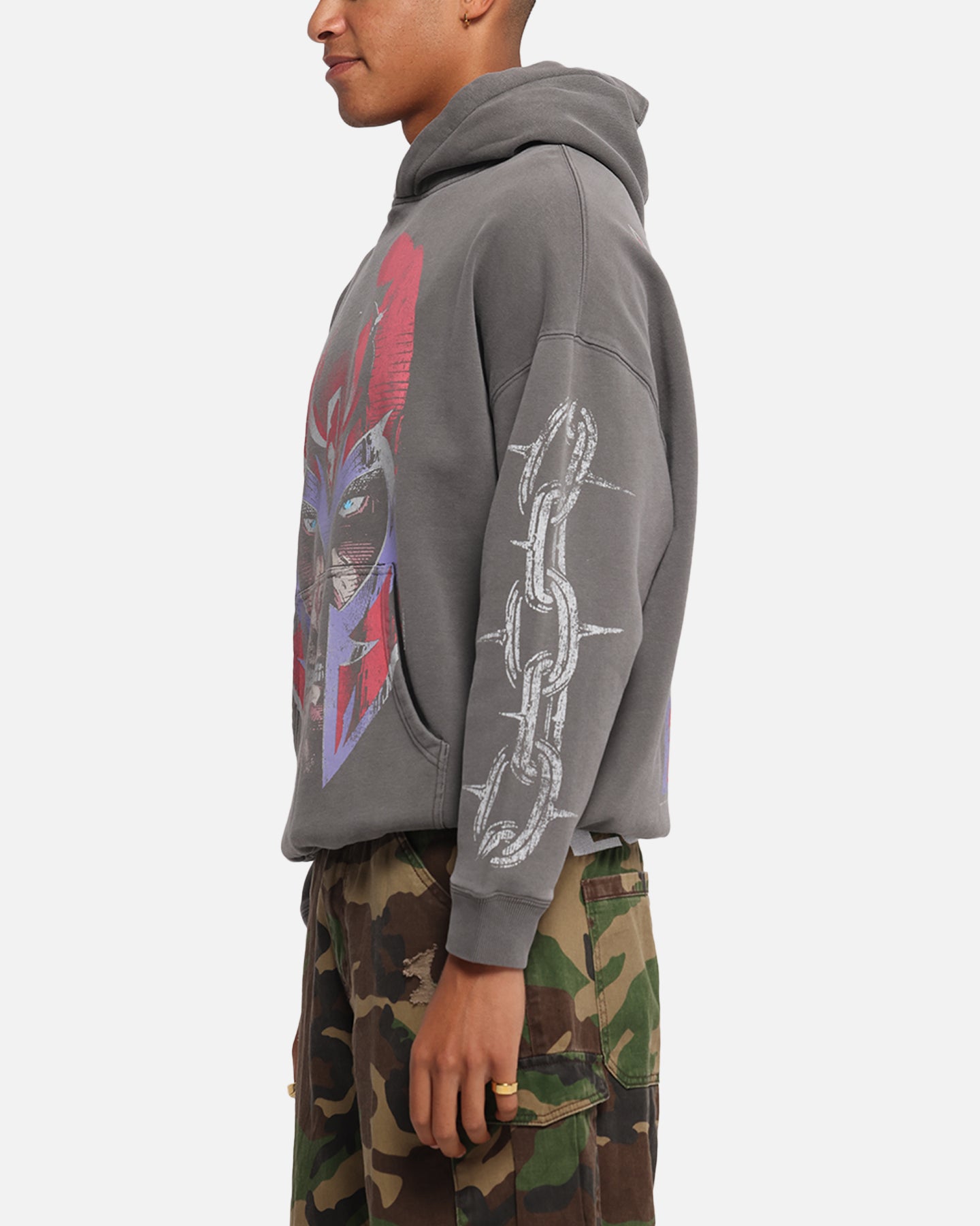 Marvel X-Men Magneto Premium Hoodie - Washed Charcoal | Men's Graphic Pullover Sweatshirt | Superhero Comic Book Merch | Perfect for Cosplay, Comic Con & Casual Wear