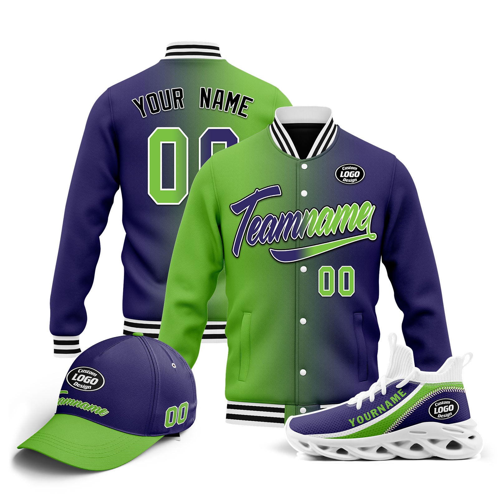 Custom Jacket, MaxSoul Shoes & Hat Combo - Personalized Outfit Set for Men & Women | Perfect for Casual Wear, Street Fashion & Gift Giving