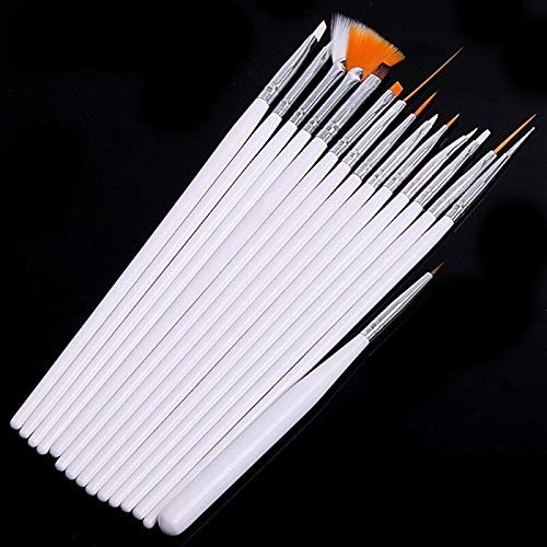 Professional 15-Piece Nail Art Brush Set for UV Gel Design, Dotting & Painting - White Salon Tools for DIY Manicures | Perfect for Home Nail Art & Professional Salon Use
