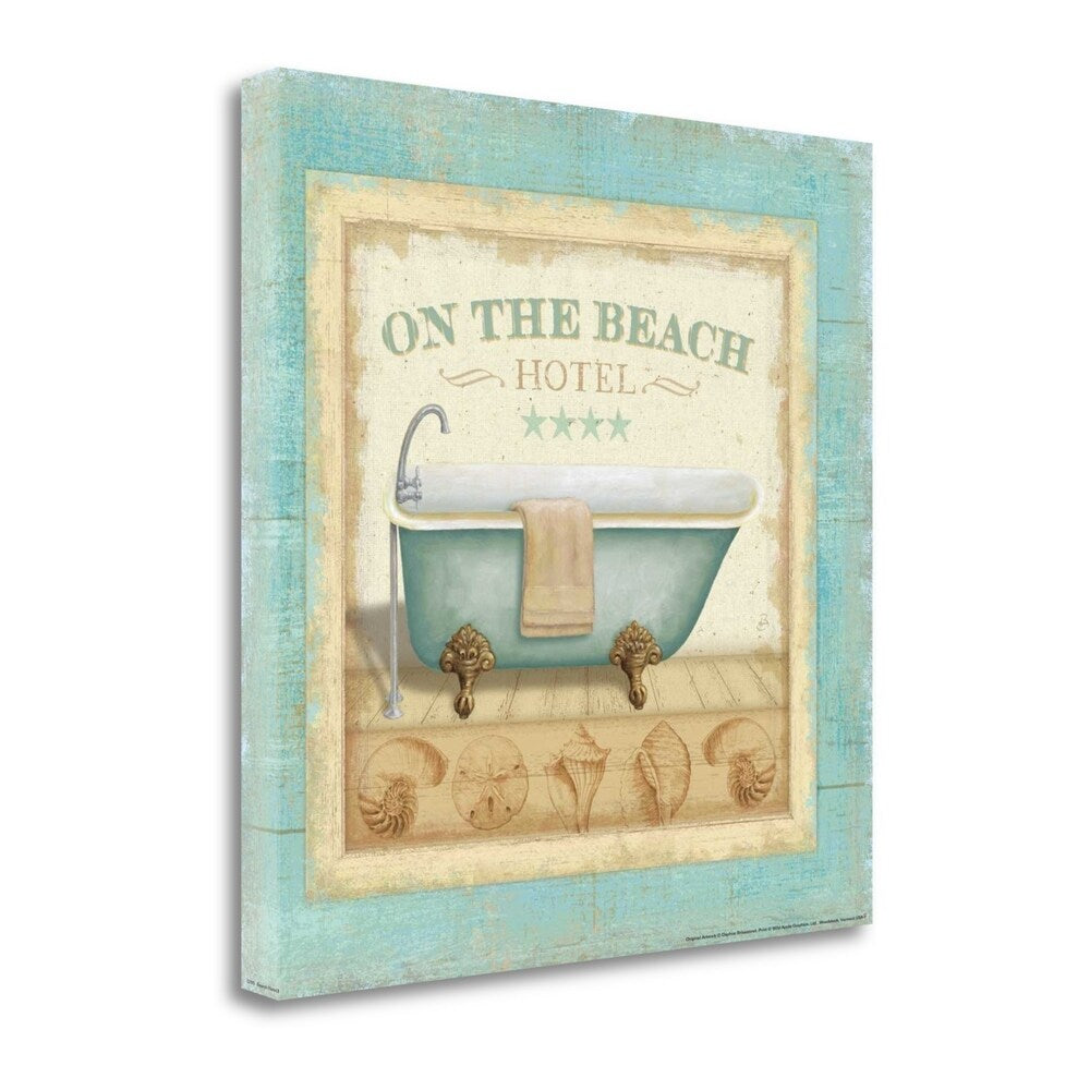 Beach Hotel I By Daphne Brissonnet - Premium Fine Art Giclee Print on Gallery Wrapped Canvas - Ready to Hang Wall Art for Living Room, Bedroom & Office Decor
