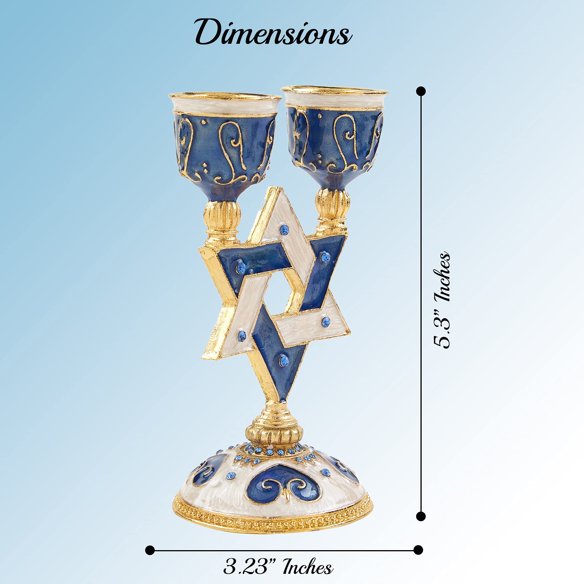 Matashi Oil Candle Holders Set of 2 - Elegant Crystal Star of David Design for Modern Home & Jewish Holiday Decor (Blue) | Perfect for Hanukkah Celebrations, Table Centerpieces, and Spiritual Home Accents