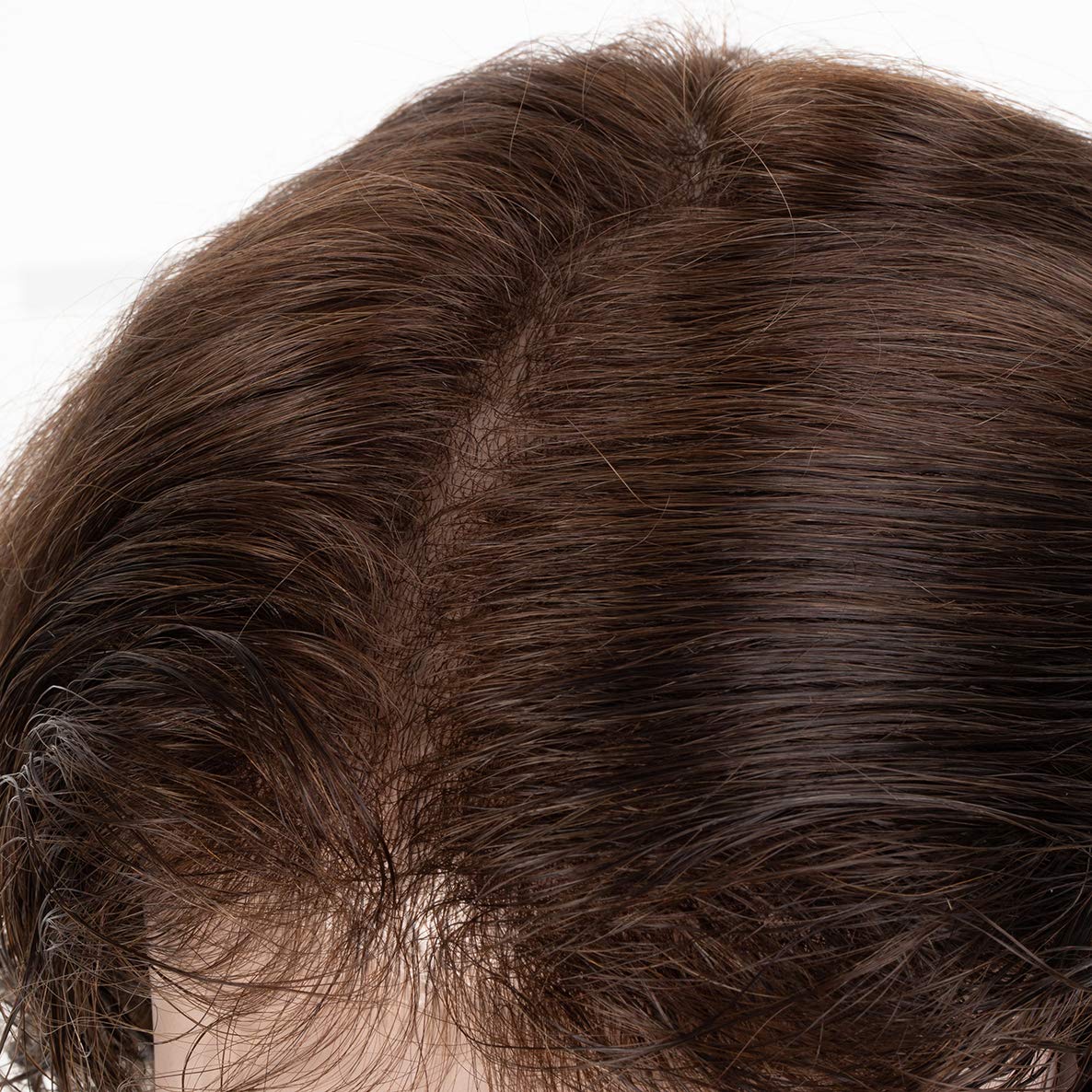 Premium 8x10 Inch Men's Hair Replacement System - 100% Human Hair Toupee with 0.03mm Ultra Thin Skin & V-loop Technology - Light-Medium Density Natural Brown Hairpiece for Daily Wear & Special Occasions