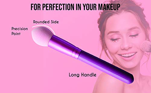 SHELTER Foundation Concealer Beauty Blender Makeup Sponge with Handle (17cm) - Hot Pink | Perfect for Liquid & Cream Makeup Application, Blending & Contouring