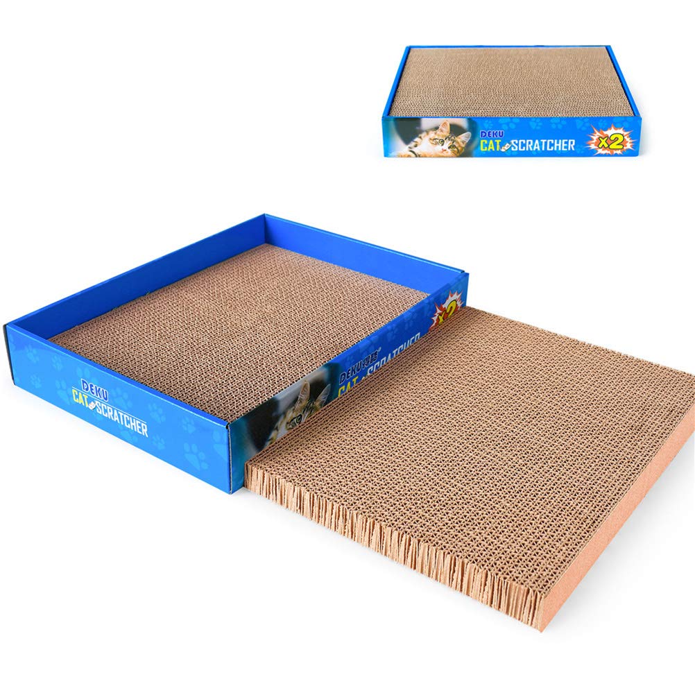 TEHAUX 2-Pack Cat Toys - Interactive Corrugated Paper Cat Catch Plates for Indoor Play, Exercise & Hunting Simulation - Fun Flat Scratching Pads for Kittens & Adult Cats