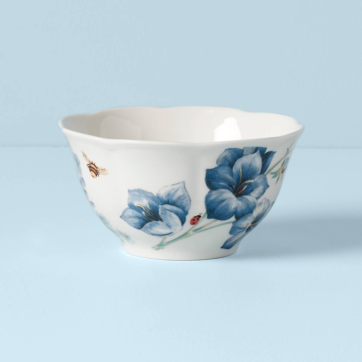 Butterfly Meadow Blue Rice Bowl - Handmade Ceramic Bowl for Asian Cuisine, Soup, Salad - Perfect for Home Dining, Gifts & Restaurant Use