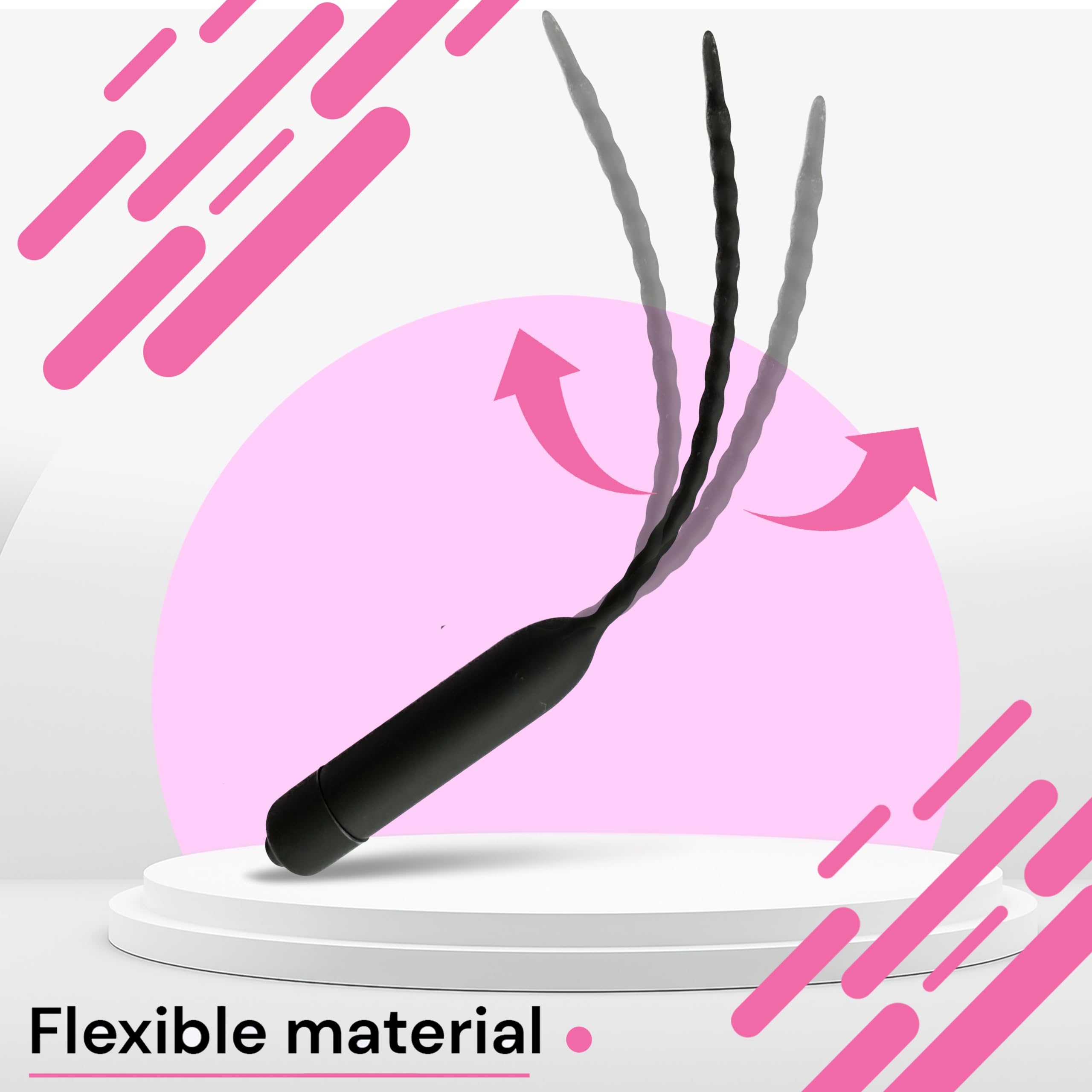 25.5cm Silicone Urethral Plug Penis Vibrator for Men - Black, 0.6cm Diameter, Single Frequency Vibrating Urethral Sounding Toy (Great for Solo Play & BDSM Scenes)