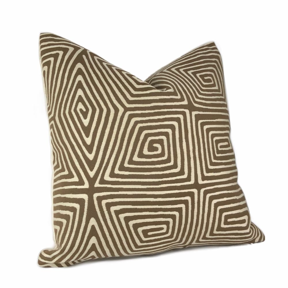 Shelby Brown Ivory Stylized Tortoise Shell Maze Pillow Cover - Decorative Throw Pillow Case for Sofa, Bed, Couch & Home Decor - 18x18 Inches