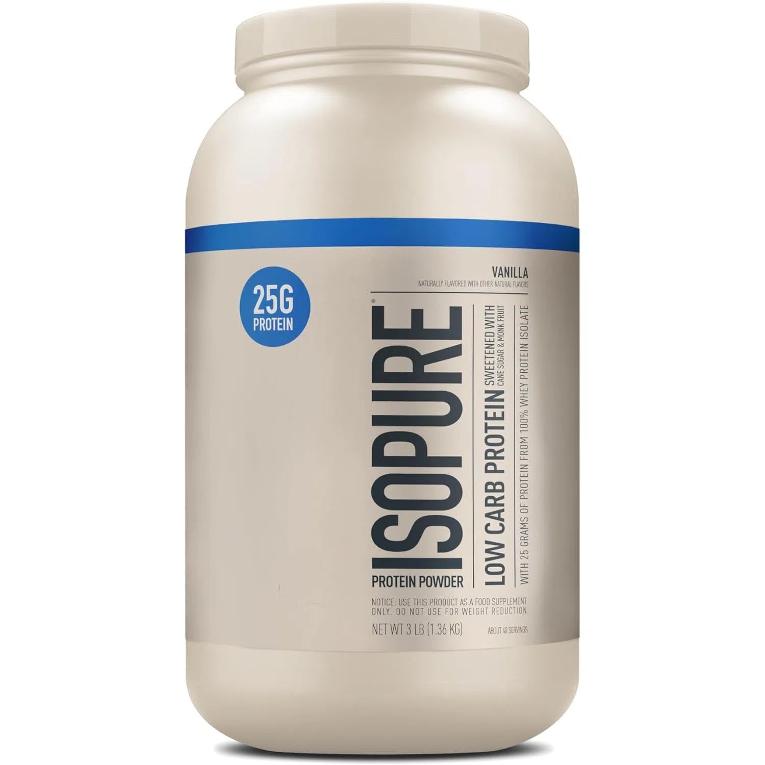 Isopure Low Carb Protein Powder - Natural Flavor | Keto Friendly Whey Protein Isolate for Weight Loss & Muscle Building | Perfect for Post-Workout Recovery & Healthy Lifestyle