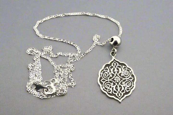 Intricate Mandala Shield Pendant Necklace - Sterling Silver Jewelry for Meditation, Yoga & Spiritual Protection