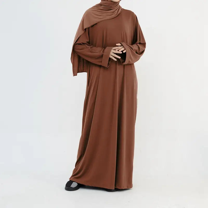 Stylish Winter & Fall Muslim Women Abaya Dress - Soft Thread Knitted Fabric - Perfect for Prayer, Mosque & Special Occasions