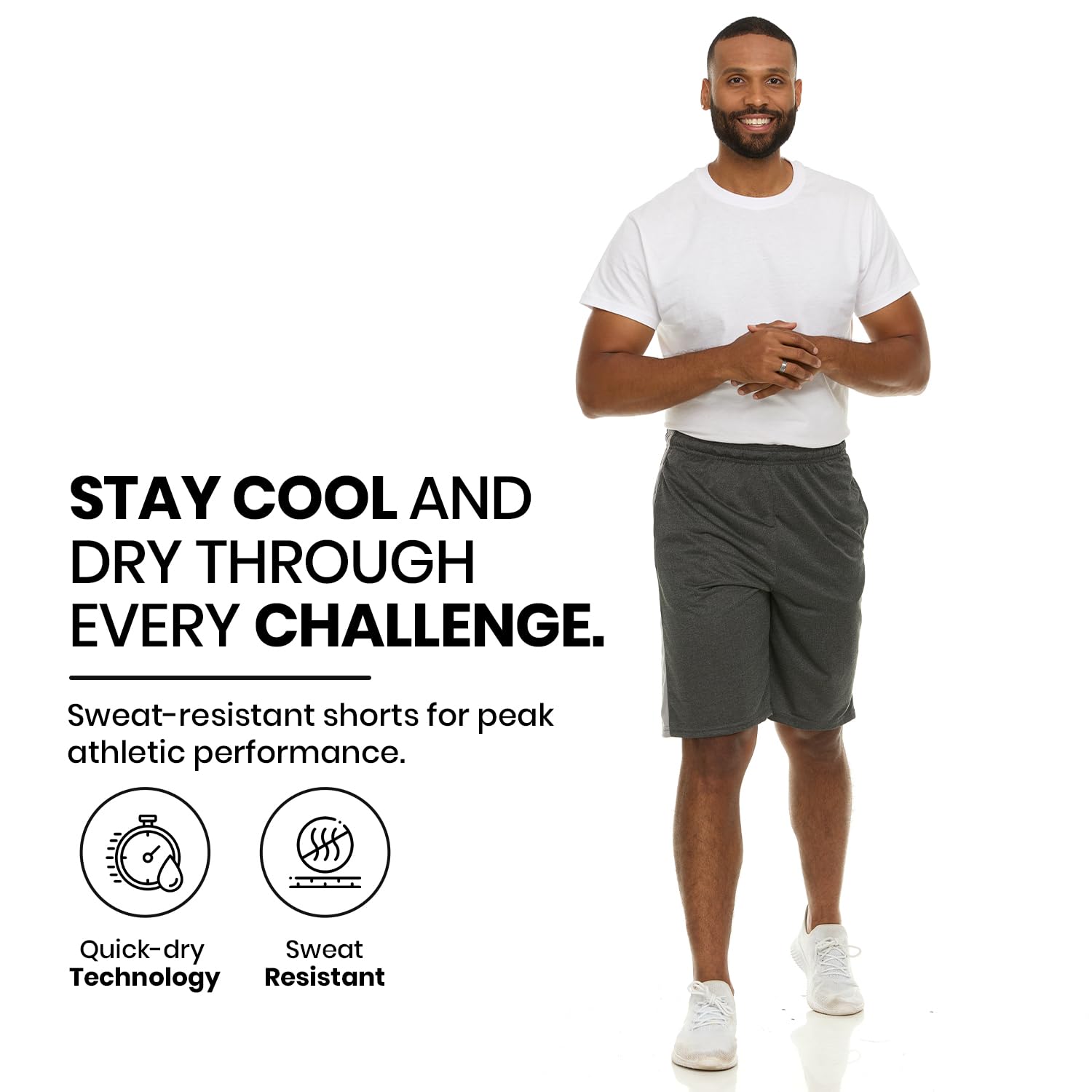 5 Pack Men's Quick-Dry Moisture-Wicking Athletic Shorts for Running, Gym & Workout - Breathable Performance Shorts for Active Men