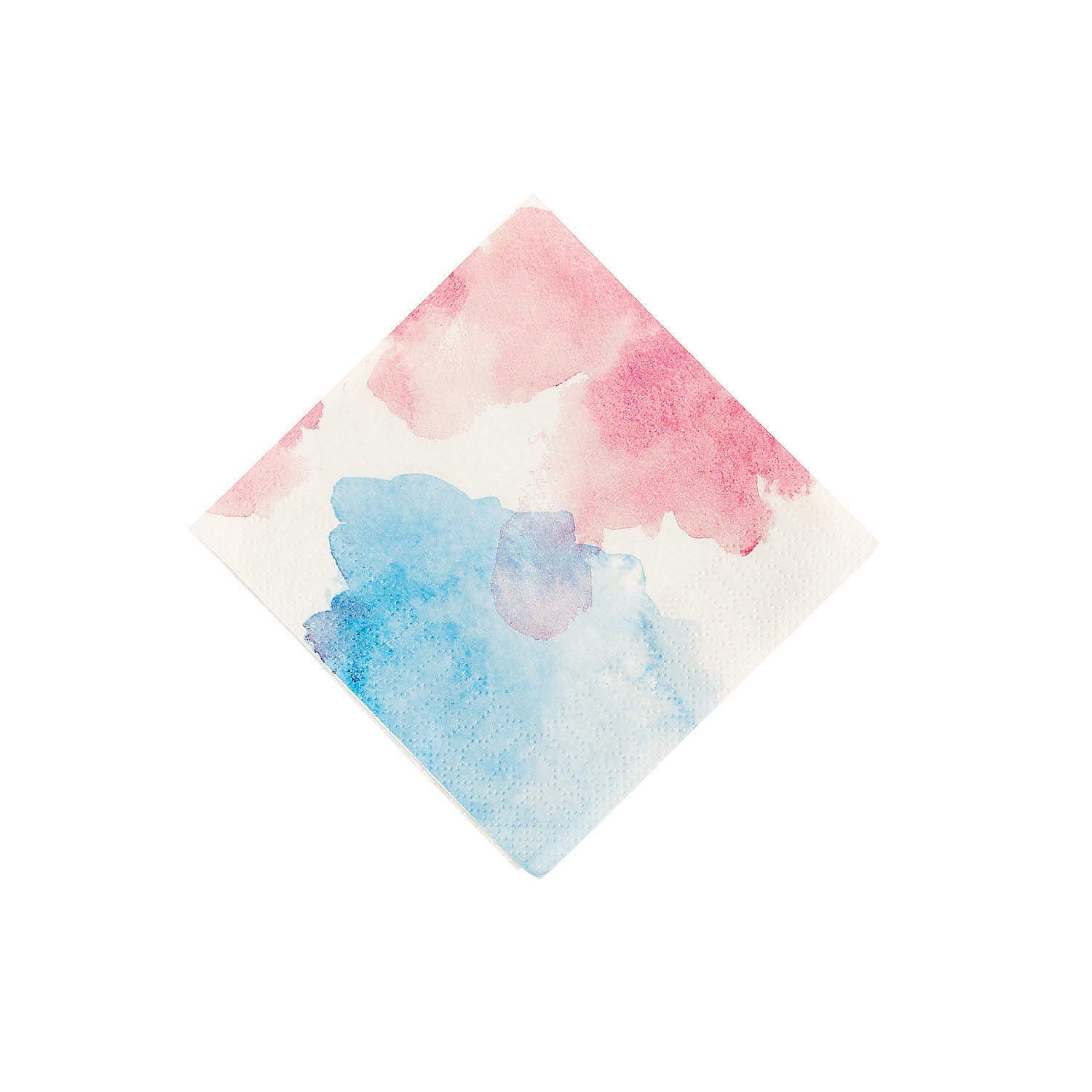 Pink and Blue Watercolor Beverage Napkins - 16-Pack Disposable Party Napkins for Weddings, Baby Showers & Birthday Celebrations