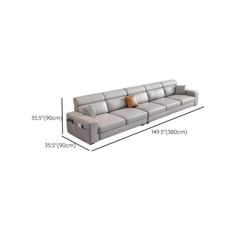L-Shaped & Straight Sectional Sofa with USB Charging Ports - Left or Right Facing Chaise Lounge for Living Room, Home Theater & Office Spaces