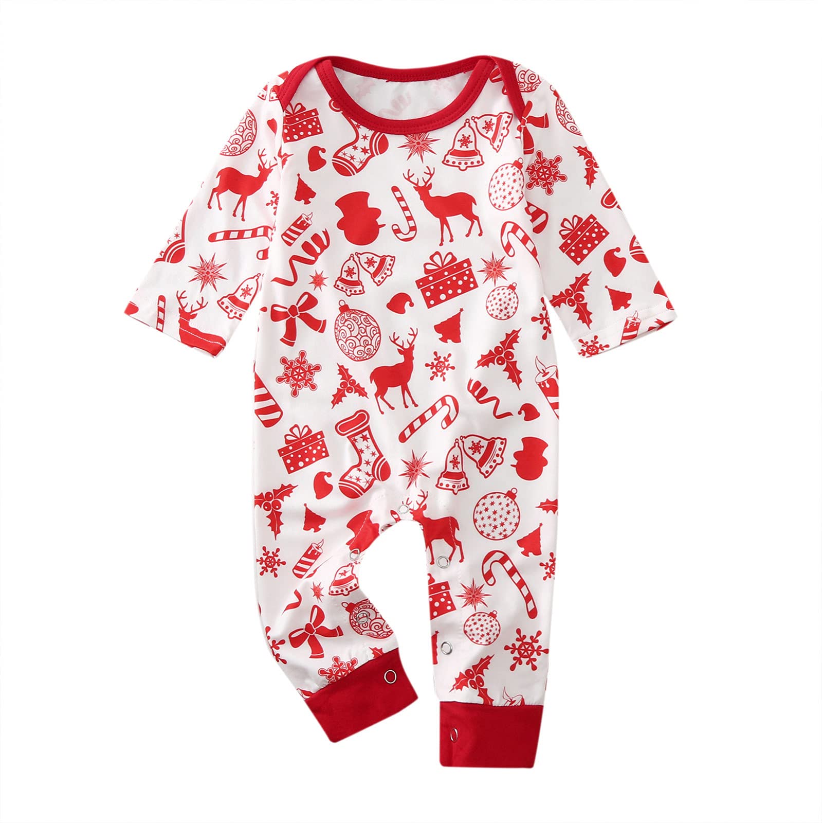 Egmy Girls Christmas Romper Jumpsuit - Deer Print Baby Outfit for Boys & Girls (7 Months) | Holiday Party, Family Photos & Festive Occasions