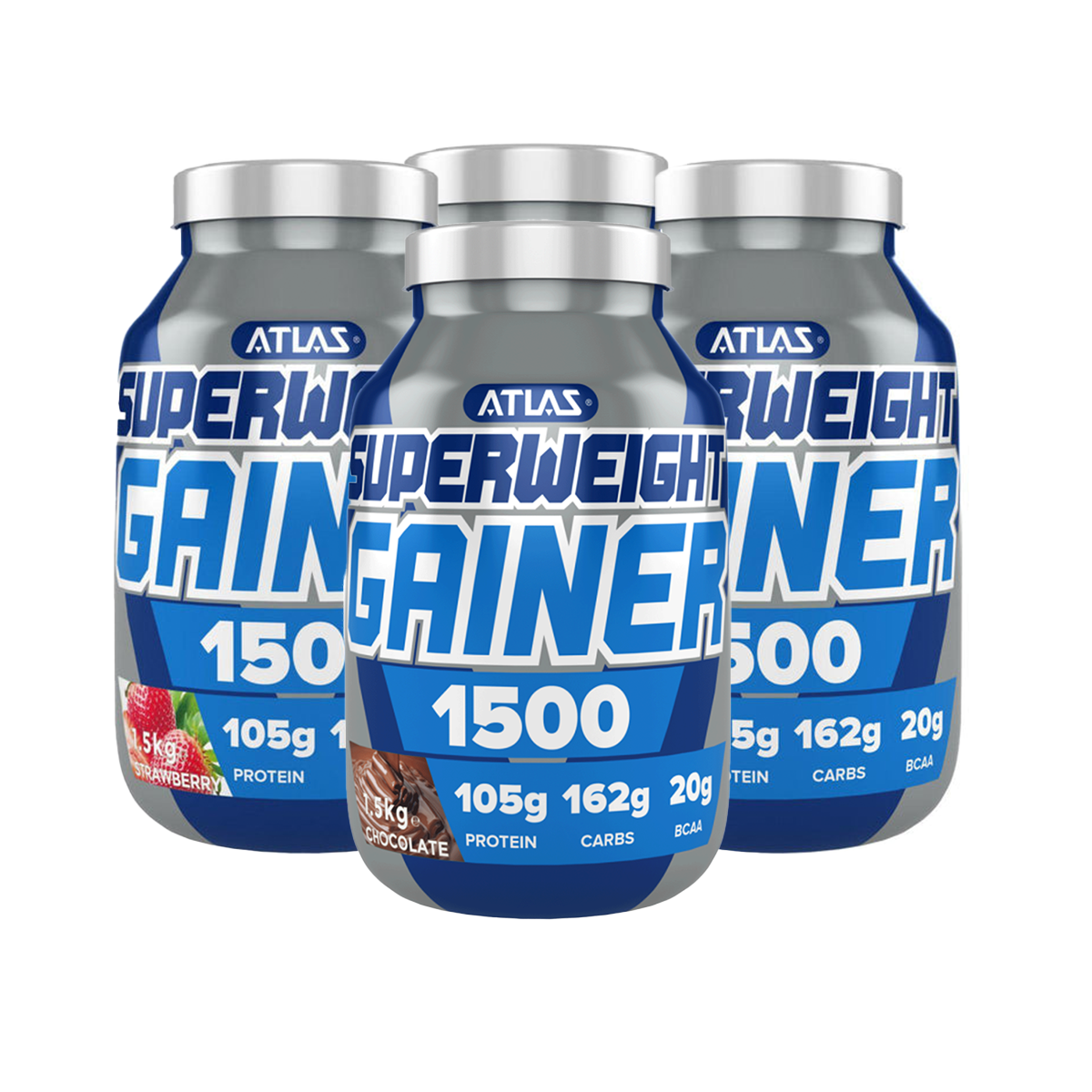 Atlas Superweight Gainer 1500 - High Calorie Weight Gain Protein Powder for Muscle Building & Mass Gain - Perfect for Bodybuilders, Athletes & Fitness Enthusiasts