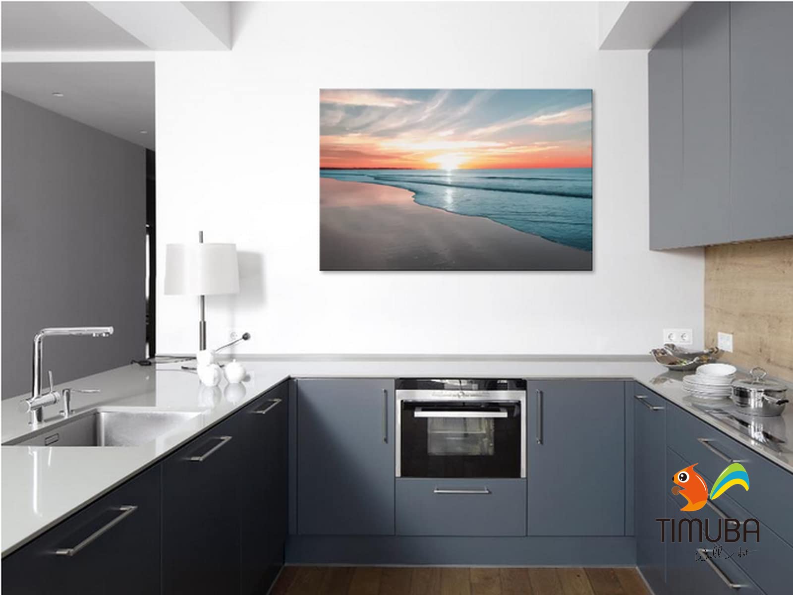 Beach Wall Art Decor - Ocean Sunset Canvas Print for Bathroom & Bedroom - Coastal Themed Home Decor 32x48 Inches - Perfect for Beach House, Vacation Rental or Coastal Style Interior Design