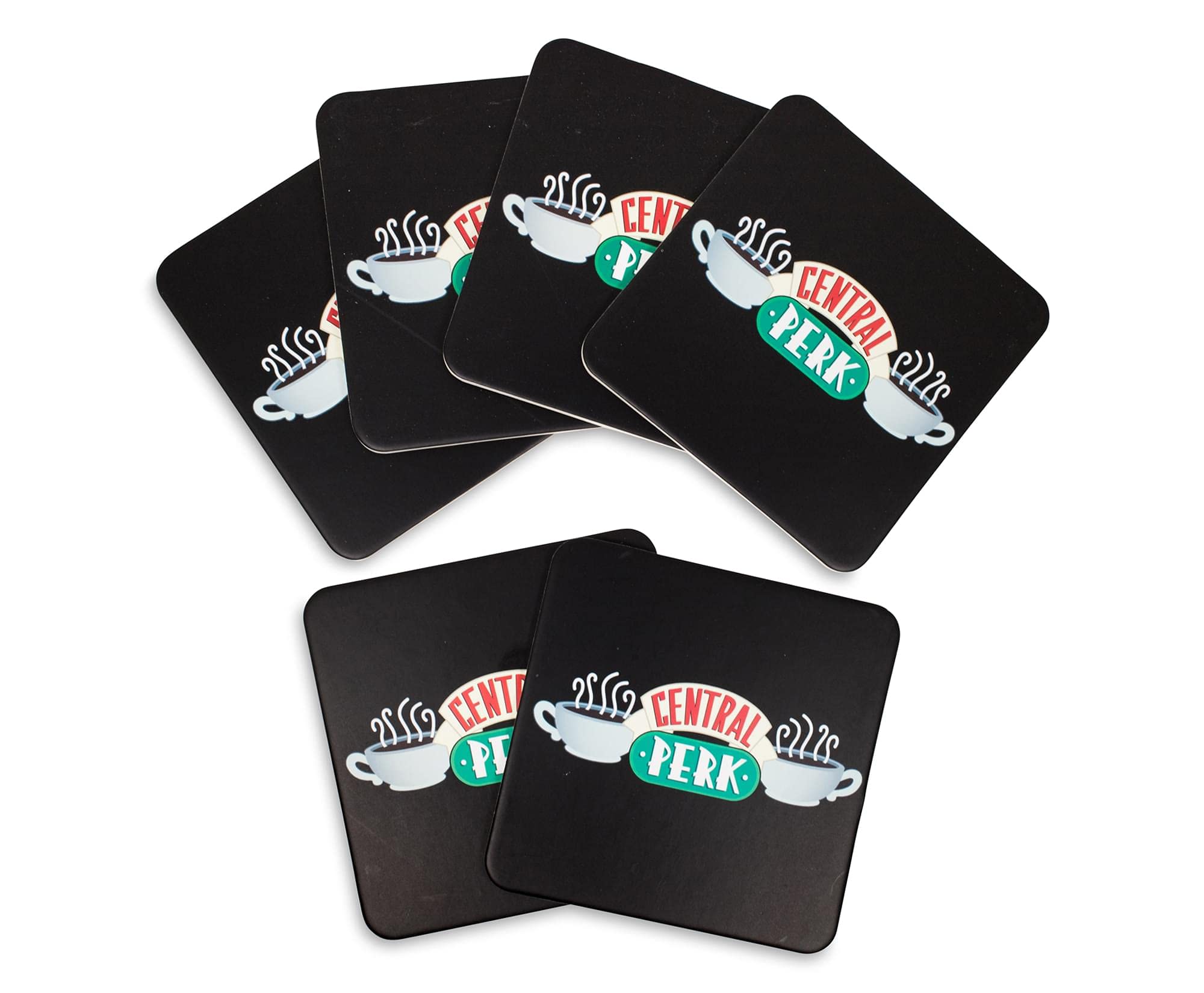 Friends Central Perk Coffee Shop Logo Drink Coasters - Absorbent Set of 6 | Home Kitchen & Dining Table Protection | Coffee Table Decor & Bar Accessories | Perfect for TV Nights, Parties & Gift Giving