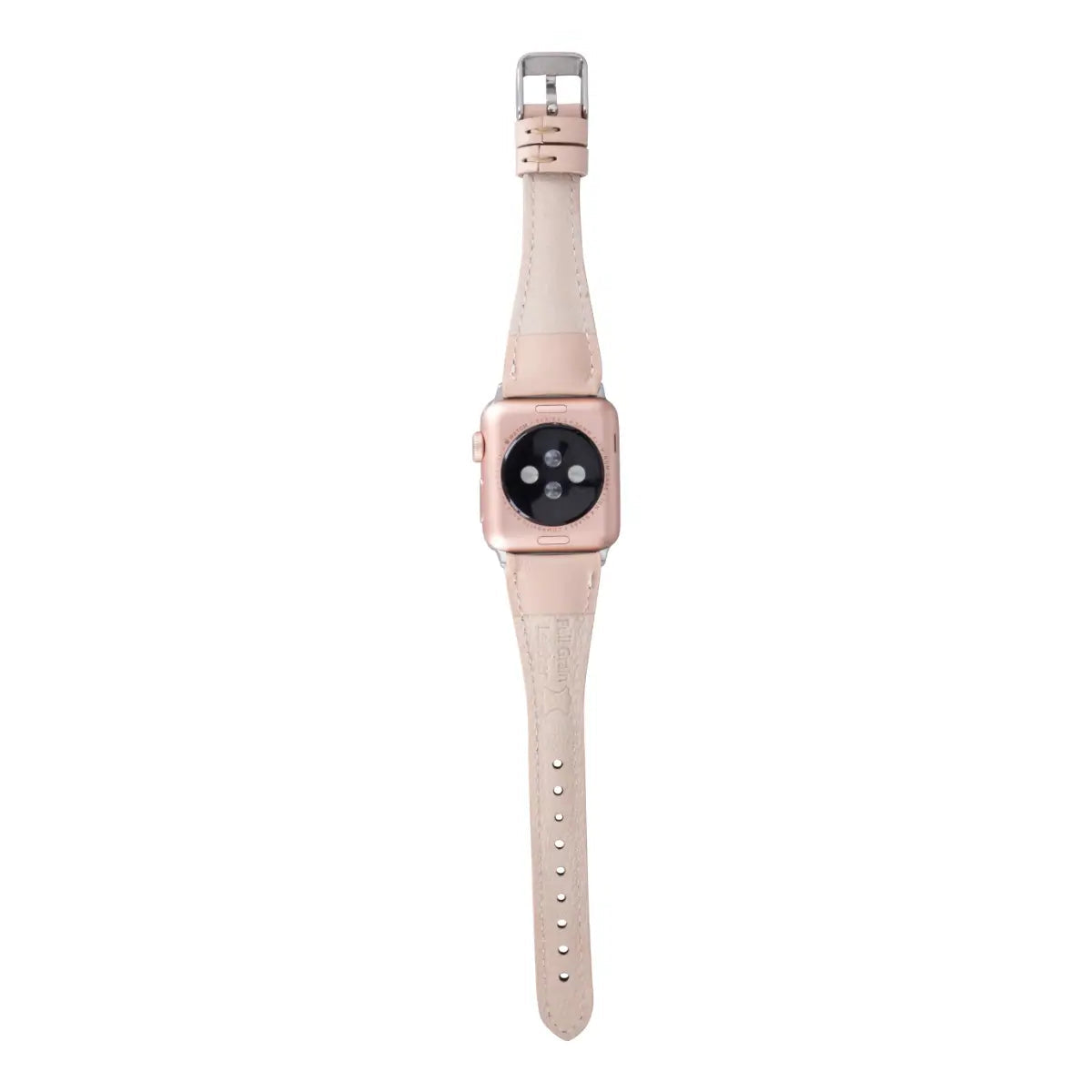 Elegant Nude Pink Leather Slim Apple Watch Band - Stylish & Comfortable Replacement Strap for Women & Men - Perfect for Work, Gym & Everyday Wear