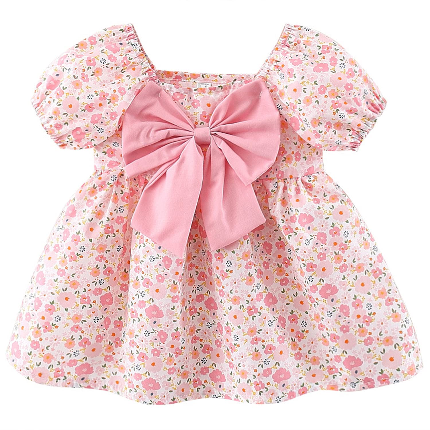 Infant Baby Girls Summer Floral Princess Dress - Bowknot Toddler Sundress for Beach, Swing & Birthday Parties | Cute Outfit for Photoshoots, Playdates & Special Occasions