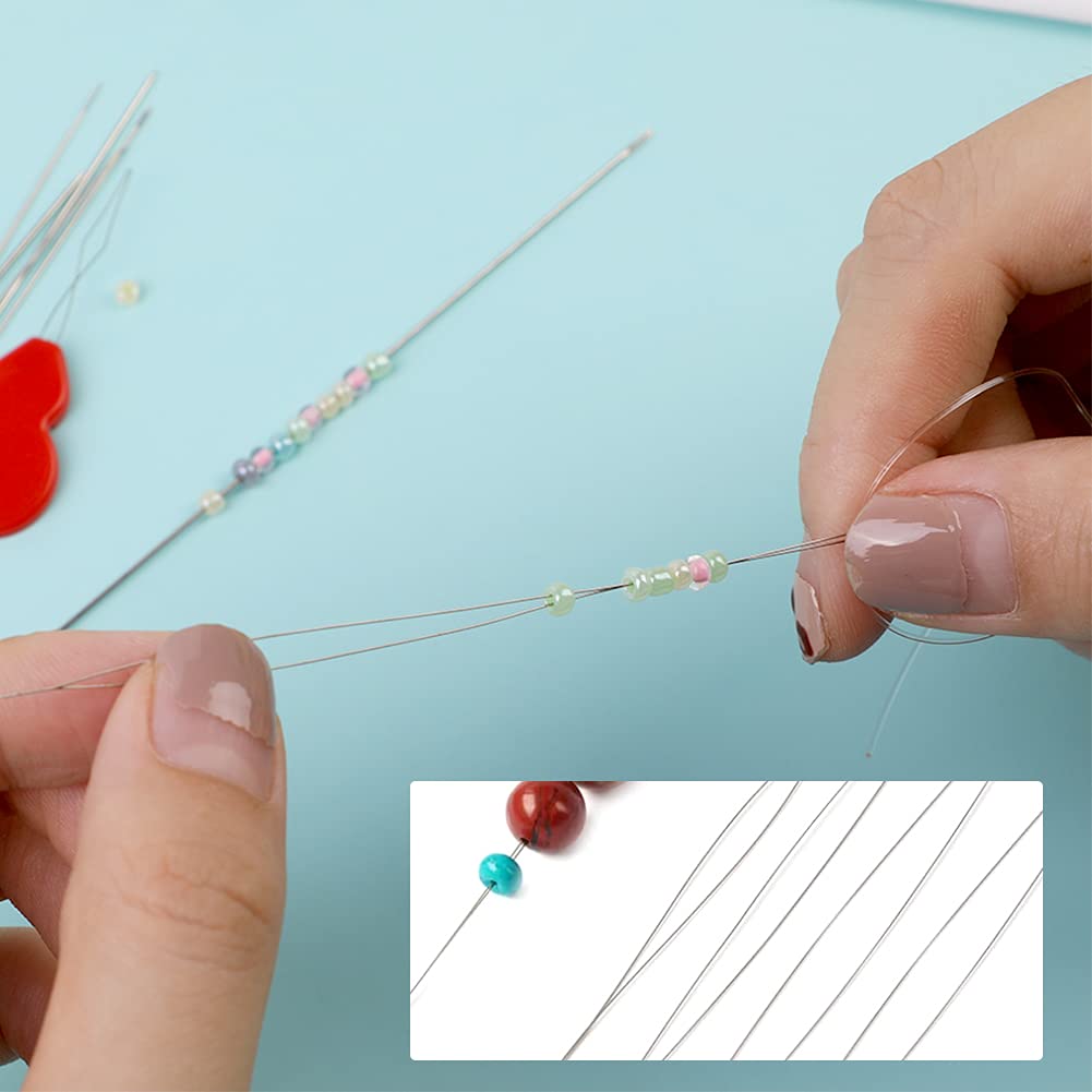 30-Piece Beading Needles Set - 5 Sizes (10 Big Eye & 20 Long Straight Needles) with Storage Bottle for Jewelry Making - Perfect for Bracelets, Necklaces & DIY Crafts