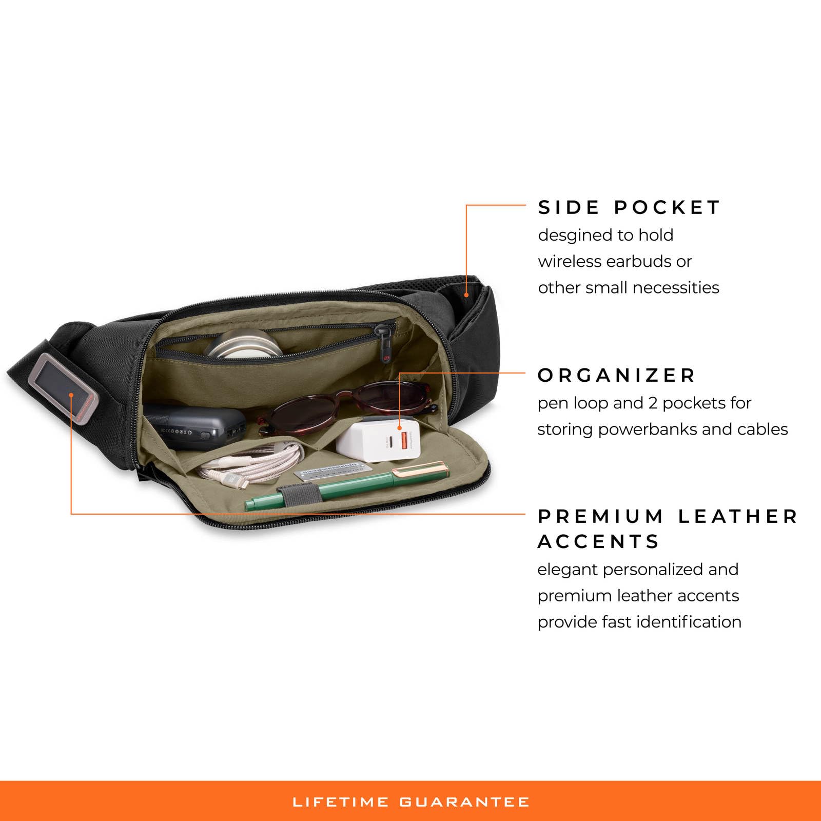 Briggs & Riley HTA Sling Bag - Lightweight Travel Backpack for Men & Women, Water-Resistant Black Crossbody Bag with USB Charging Port | Perfect for Commuting, Hiking & Everyday Carry