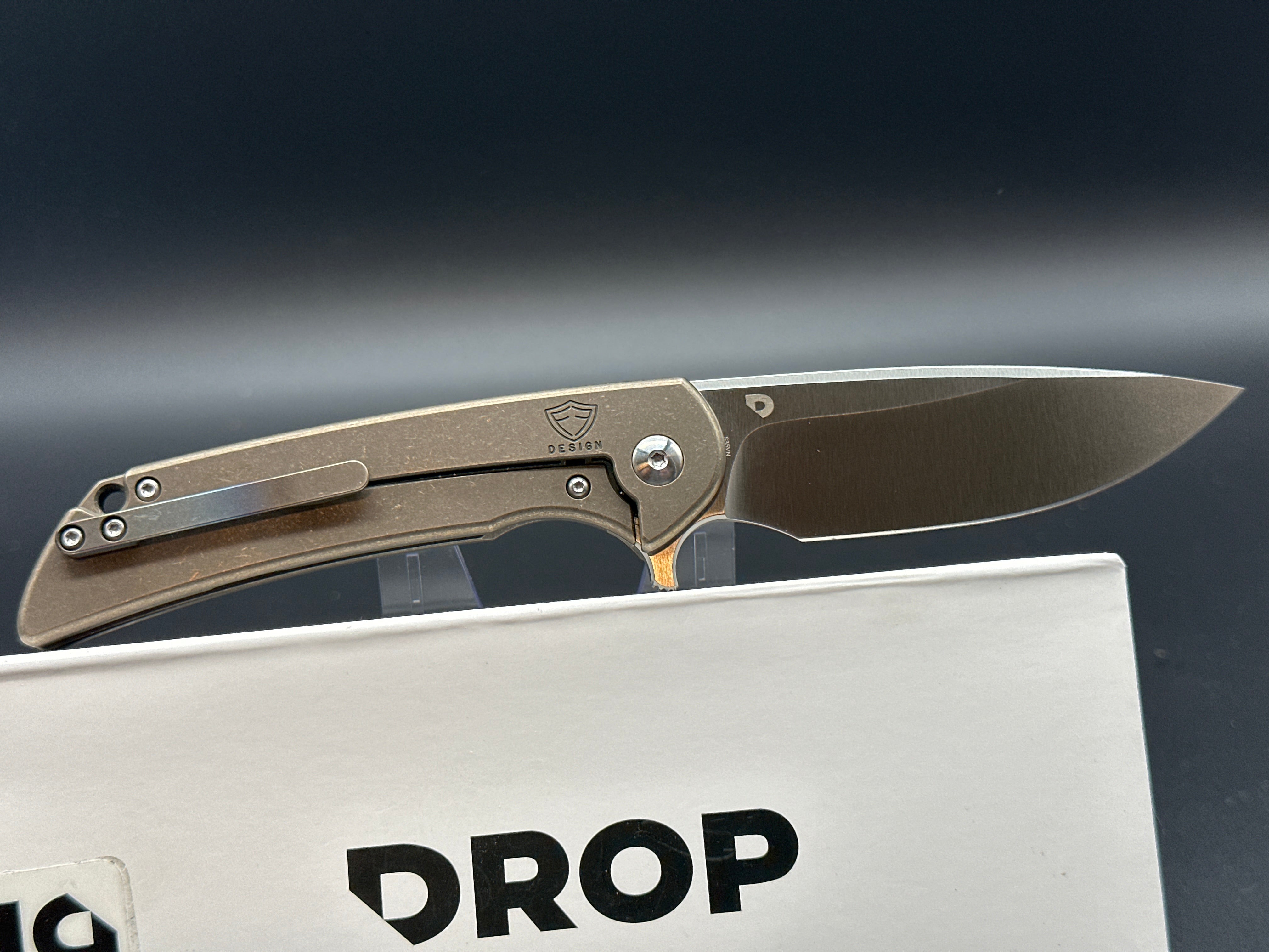 Drop Ferrum Forge Crux EDC Pocket Knife - Premium Titanium Folding Knife for Outdoor, Camping & Everyday Carry