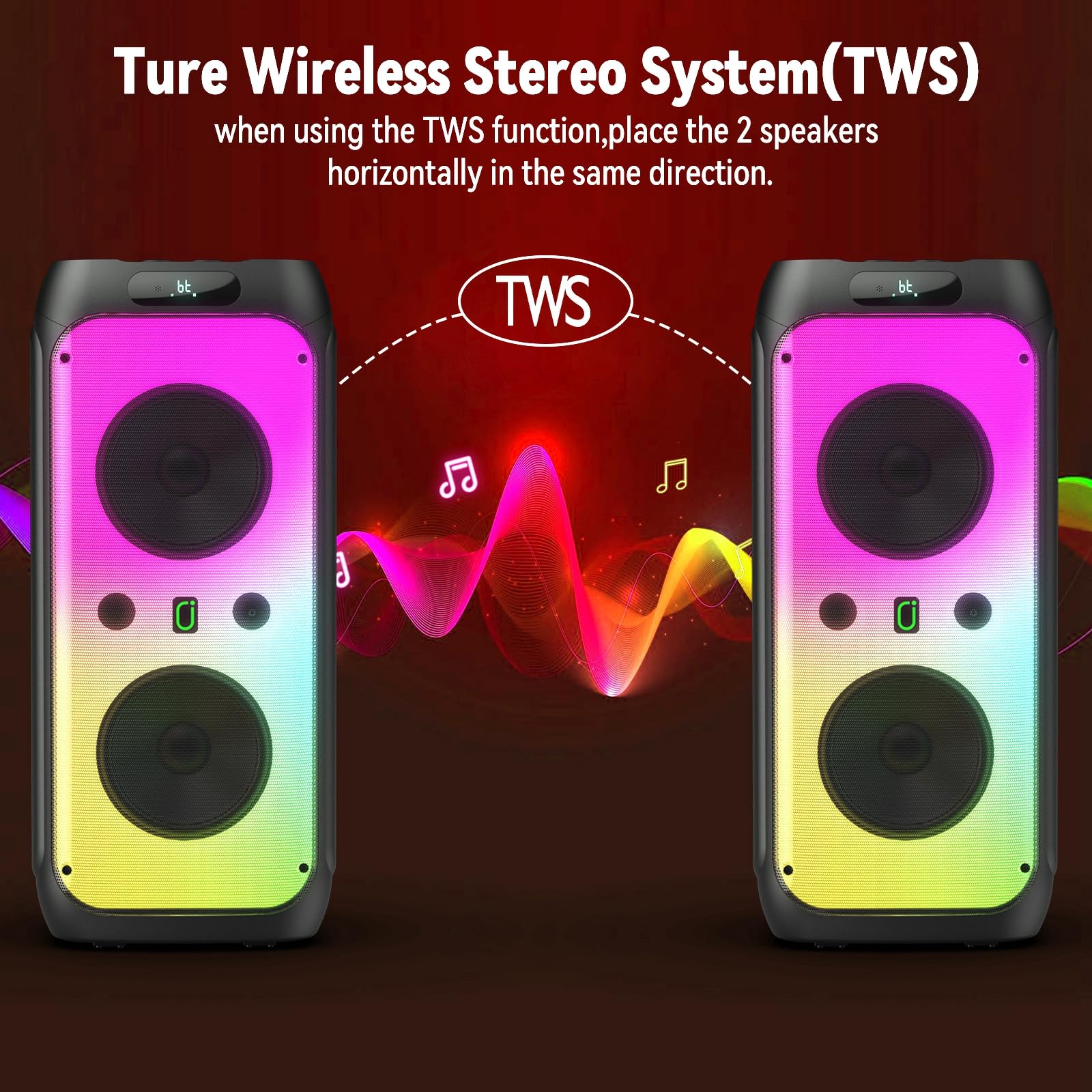 500W Wireless Karaoke Machine with Dual 8