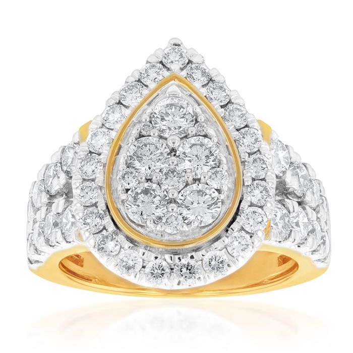 9ct Yellow Gold 3 Carat Diamond Ring with Brilliant Cut - Elegant Engagement & Wedding Jewelry for Women - Perfect for Proposals, Anniversaries & Special Occasions