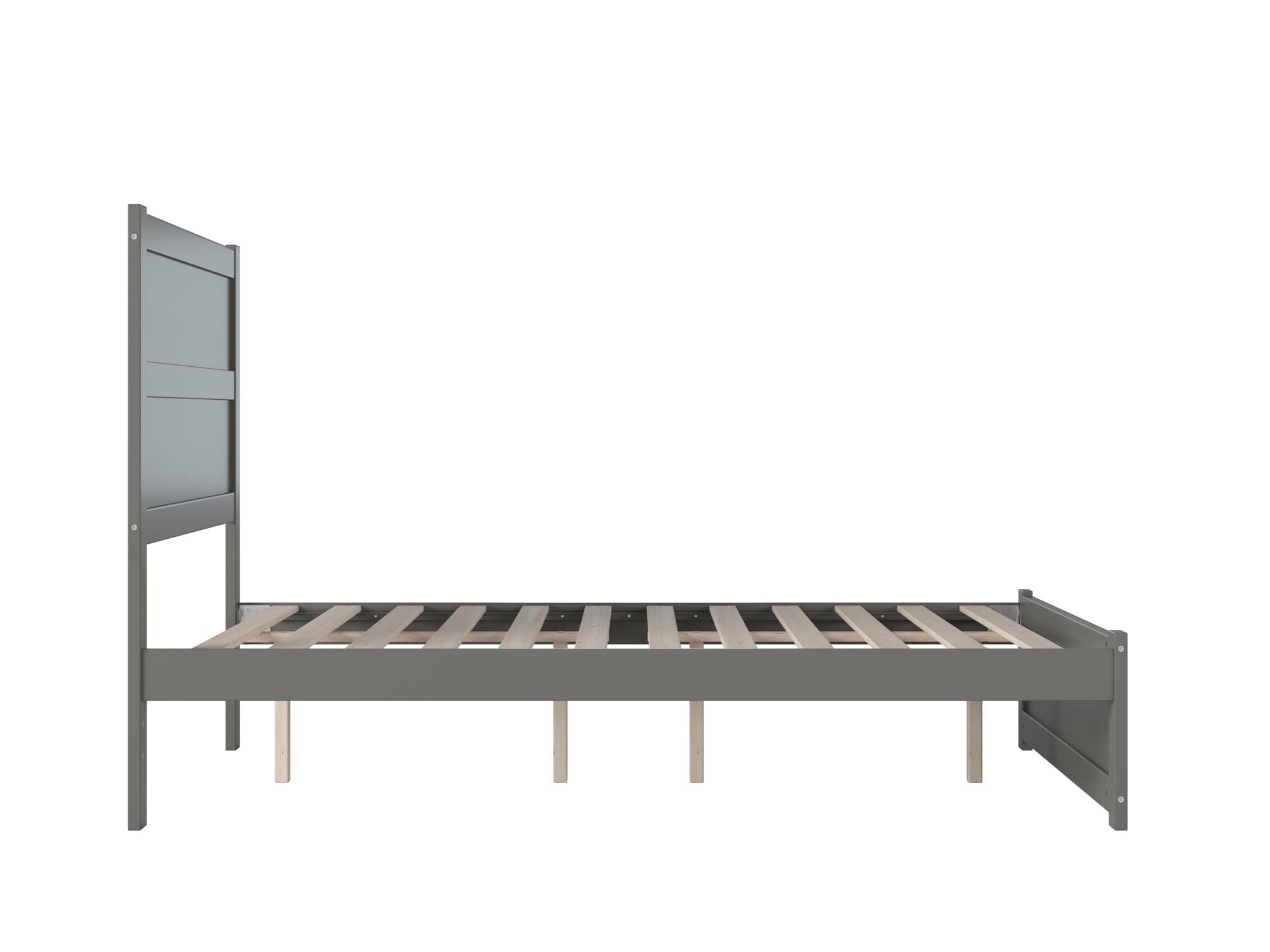AFI NoHo Full Size Platform Bed with Footboard & USB Charging Station - Modern Grey Wooden Bed Frame for Small Spaces & Apartments - Perfect for Bedrooms, Guest Rooms & Studio Apartments