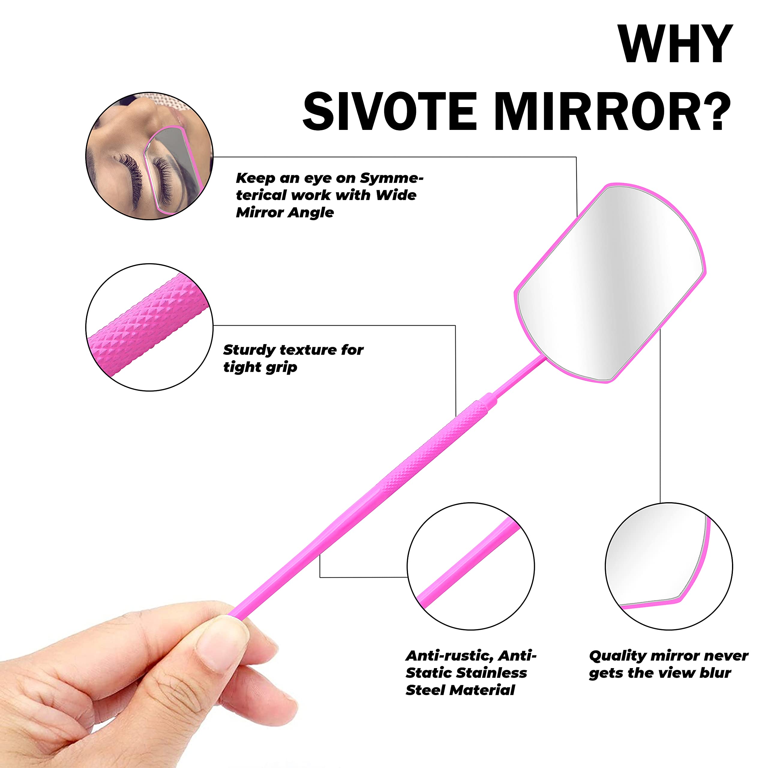 SIVOTE Detachable Lash Extension Mirror - Stainless Steel Square & Round Makeup Mirror for Eyelash Extensions - Perfect for Salon, Home, and Professional Use