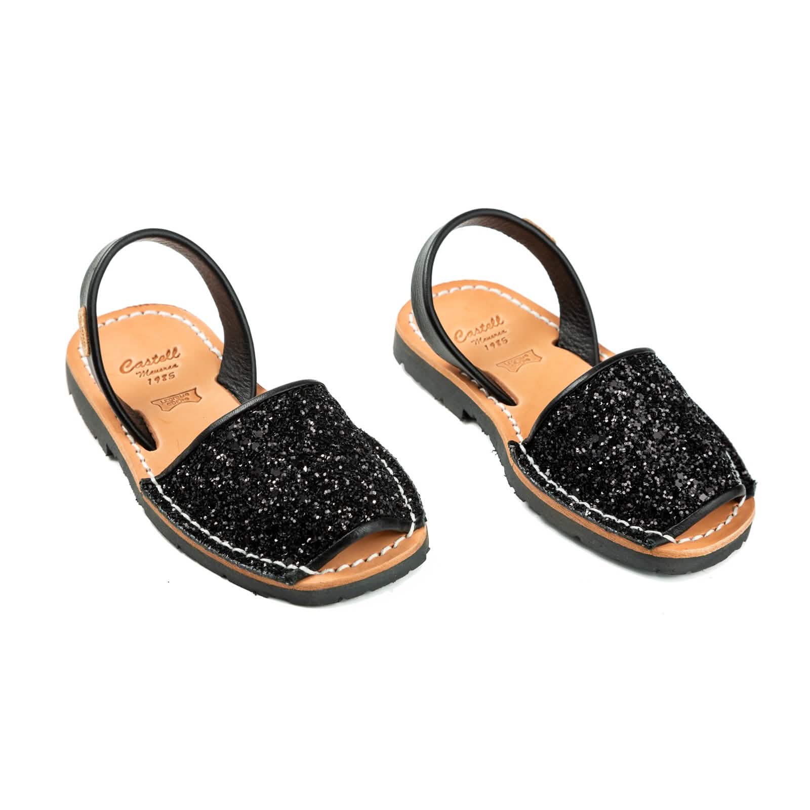 Sparkly Leather Menorcan Sandals for Kids - Iker 1097R - Comfortable & Stylish Beach Shoes for Summer Vacations & Outdoor Play