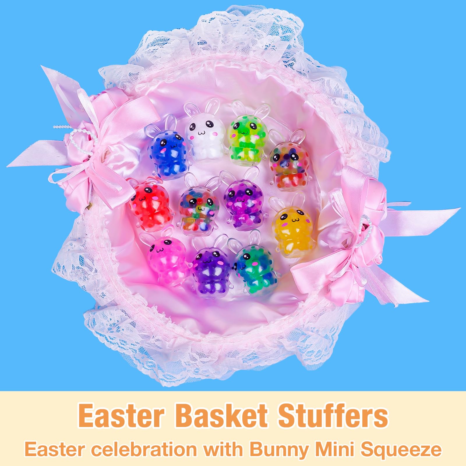 12 Pack Easter Bunny Squeeze Stress Balls - Mini Squishy Fidget Toys for Kids, Boys & Girls - Easter Basket Stuffers, Egg Fillers, Party Favors - Perfect for Stress Relief, Classroom Rewards & Easter Gifts