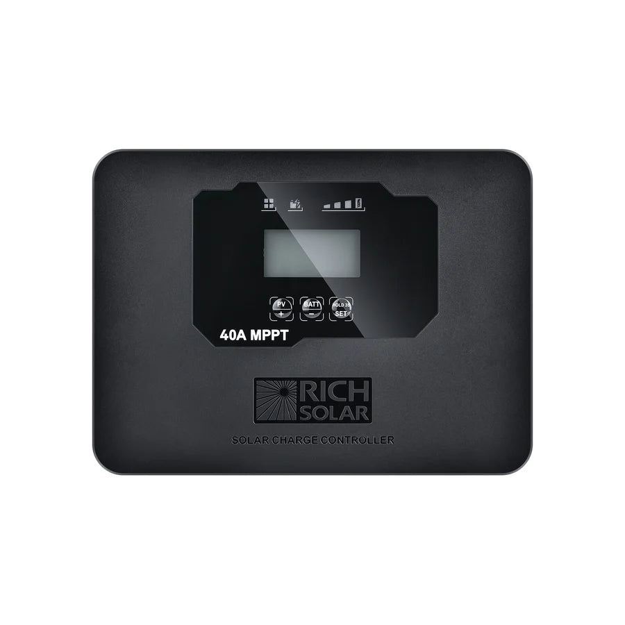 Rich Solar 40 Amp MPPT Flush Mount Solar Charge Controller for RV, Boat, Off-Grid Power System - Waterproof & Efficient Solar Panel Regulator
