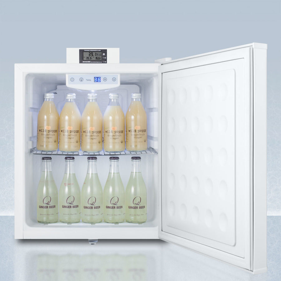 Accucold Compact Nutrition Center All Refrigerator - White Front Lock Mini Fridge for Medical, Office & Home Use - FFAR25L7NZ Model