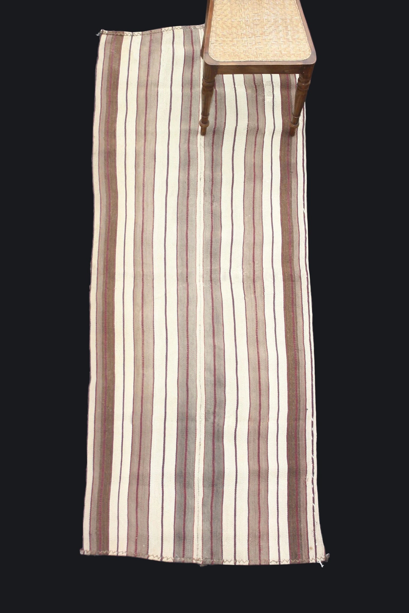 Brown and Cream Striped Acik Heybe Rug (3'1