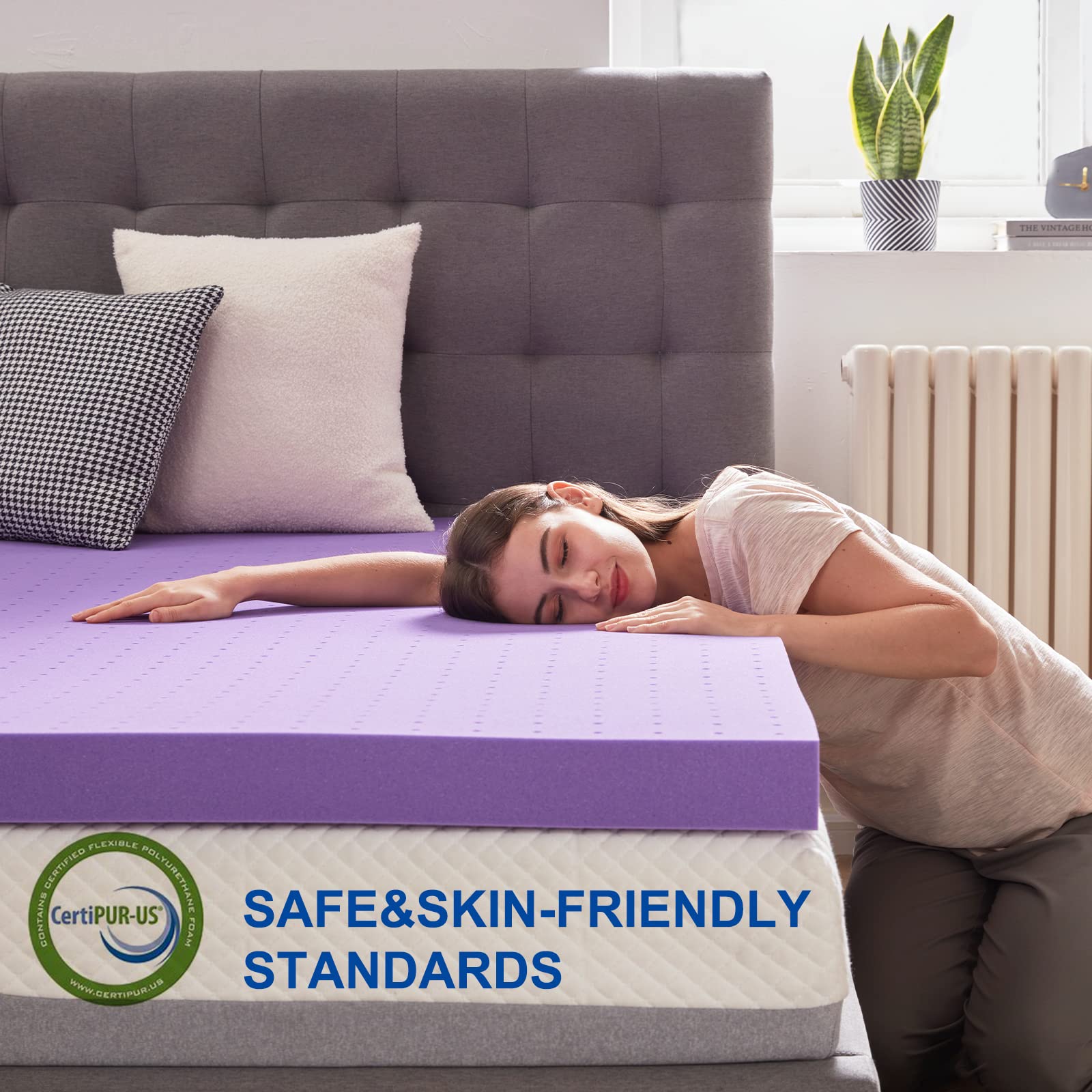 SINWEEK 3 Inch Gel Memory Foam Mattress Topper - Ventilated & Breathable for Pressure Relief - CertiPUR-US Certified California King Size - Perfect for Back Pain Relief & Hot Sleepers
