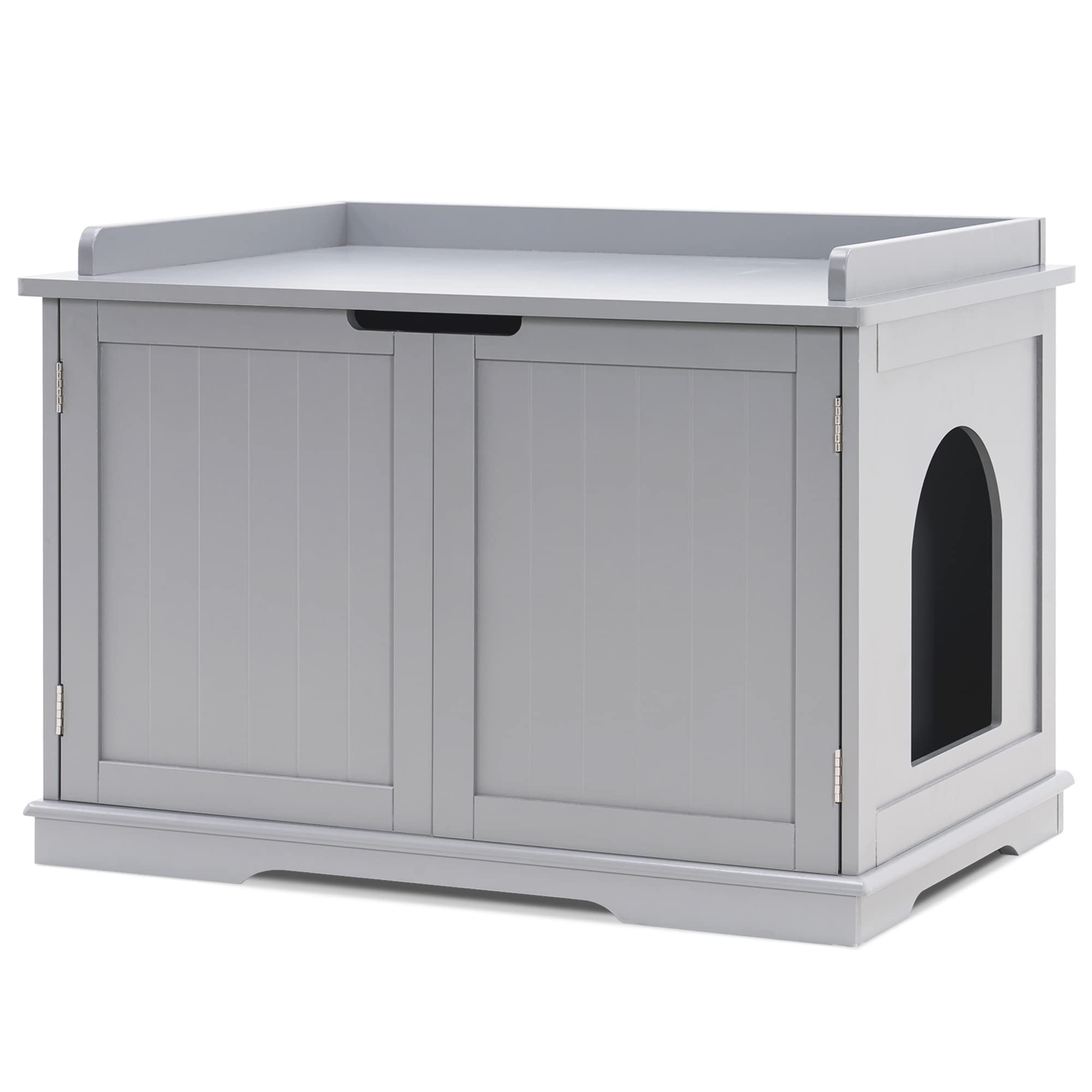 Hidden Cat Litter Box Furniture - Wooden Enclosed Litter Bench with Removable Divider | Indoor Pet Washroom Cabinet | Discreet Cat House for Small Spaces | Perfect for Apartments & Home Decor