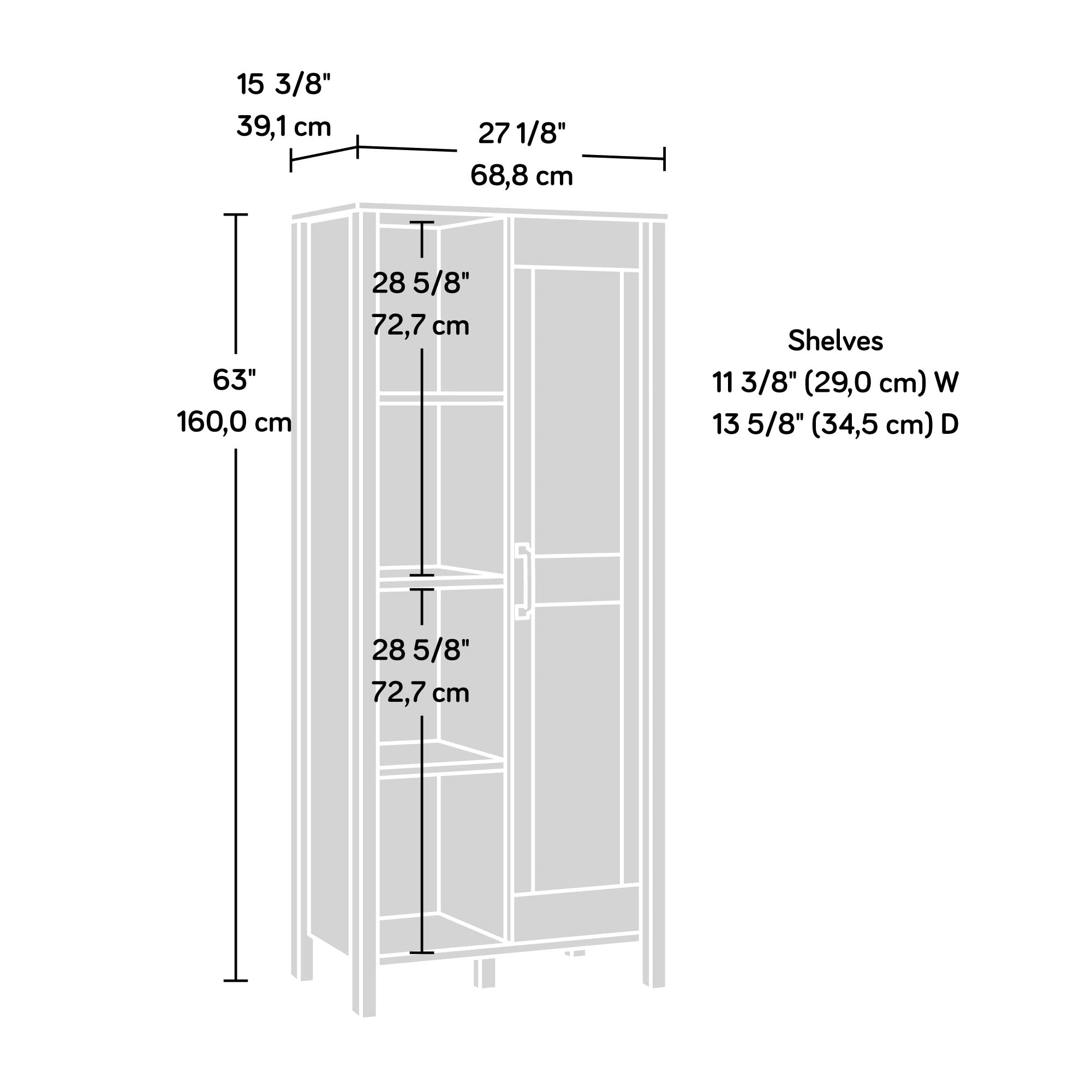 Sauder Spring Maple Sliding Door Storage Cabinet - Pantry Organizer for Kitchen, Bathroom, or Office - 36 Inch Wide Freestanding Storage Unit with Adjustable Shelves