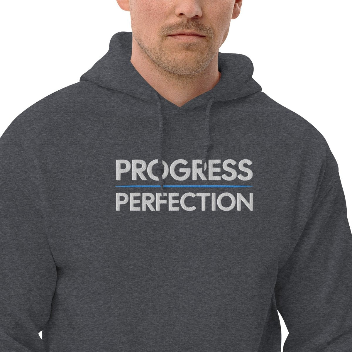 Progress Over Perfection Embroidered Unisex Hoodie - Soft Cotton Pullover Sweatshirt for Men & Women | Perfect for Gym, Casual Wear & Street Style Fashion