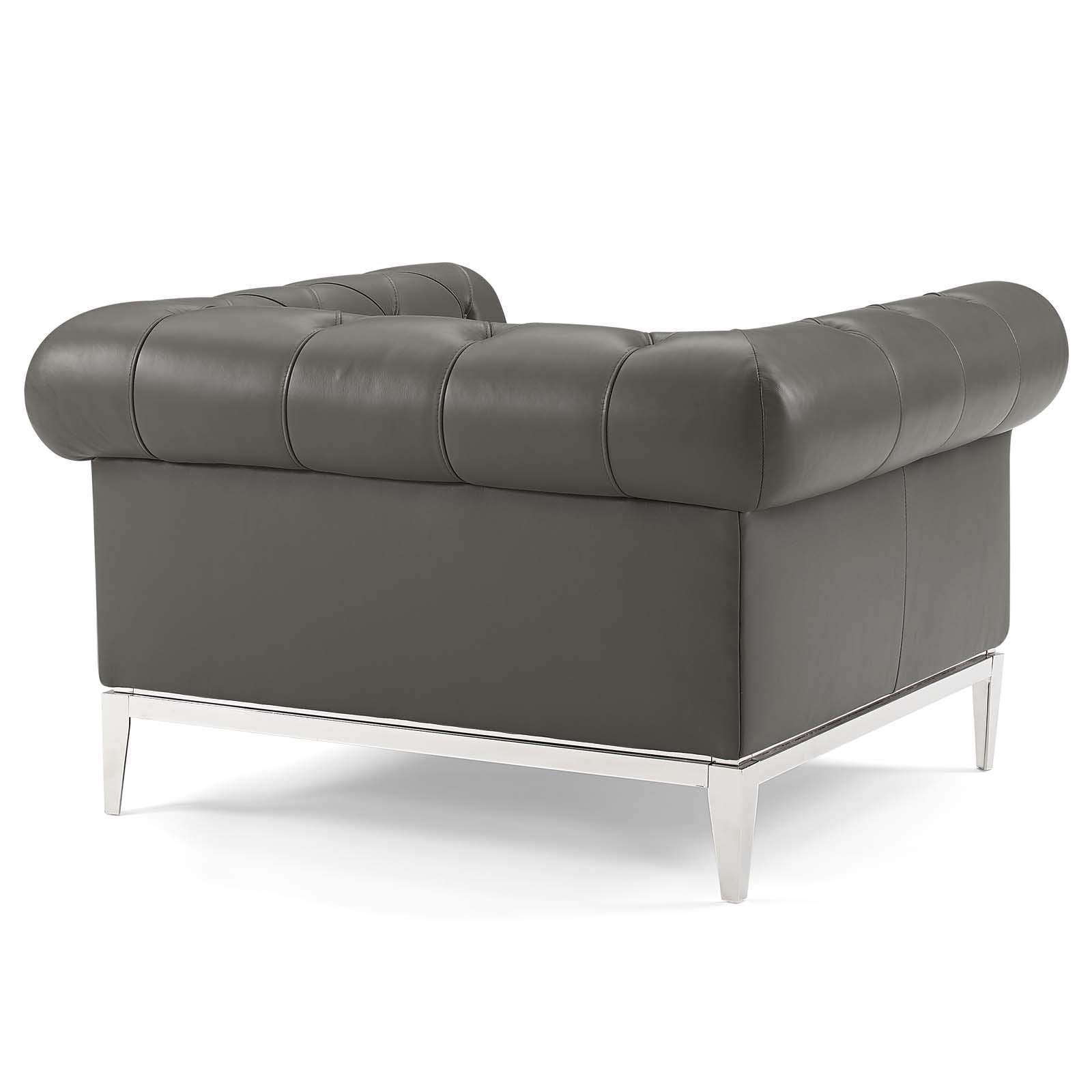 Modway Idyll Modern Gray Living Room Furniture Set - Sofa, Loveseat & Chair for Cozy Home Decor